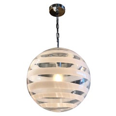 Murano Glass Globe Pendants with White Swirl Accent
