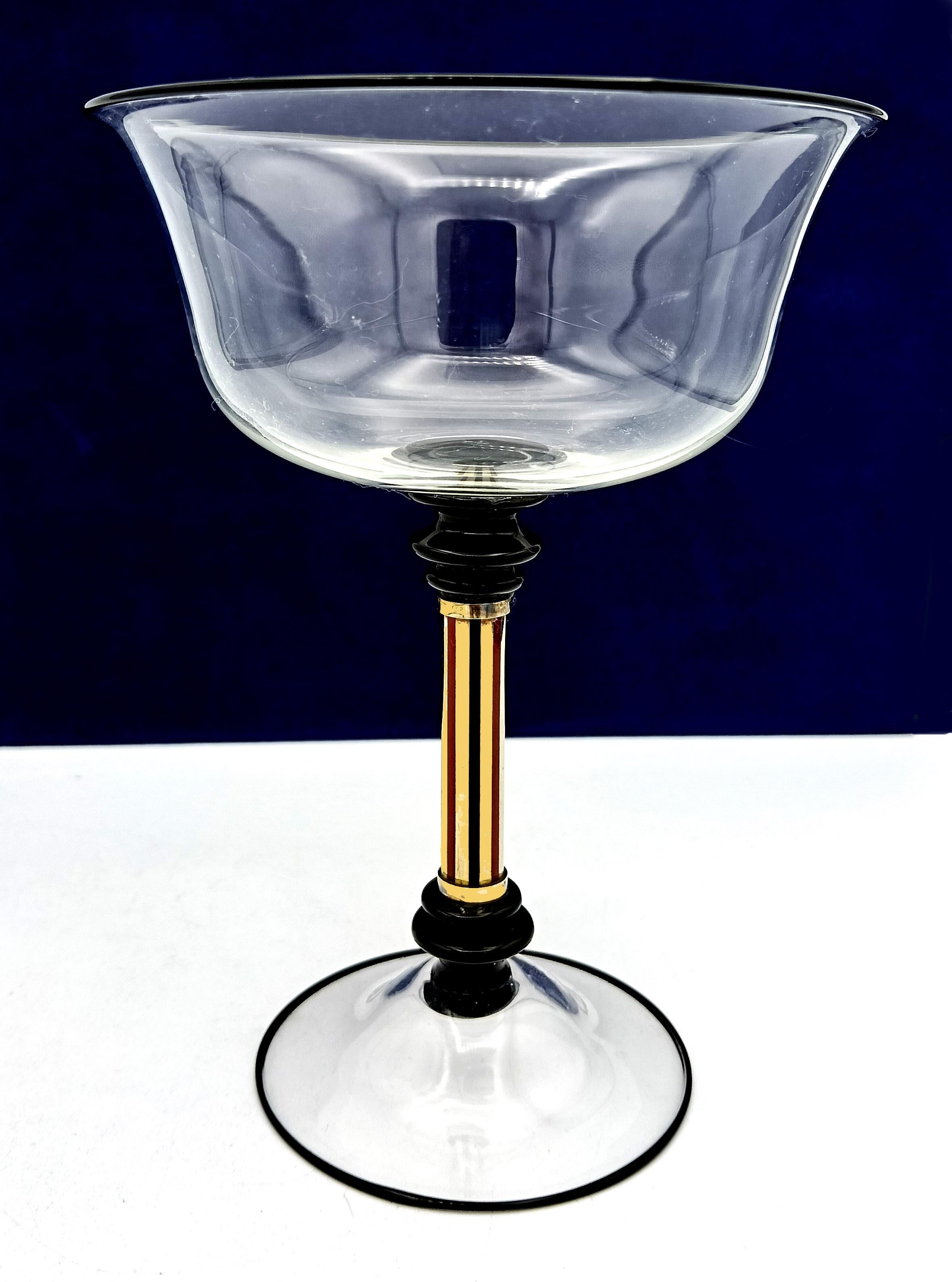 Engraved Murano glass goblet blown 