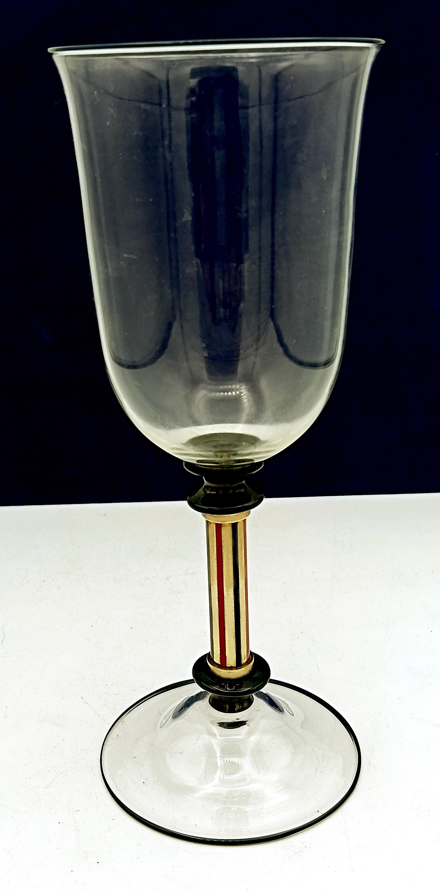 Art déco Coupe en verre de Murano soufflé avec du verre noir Salimbeni en vente