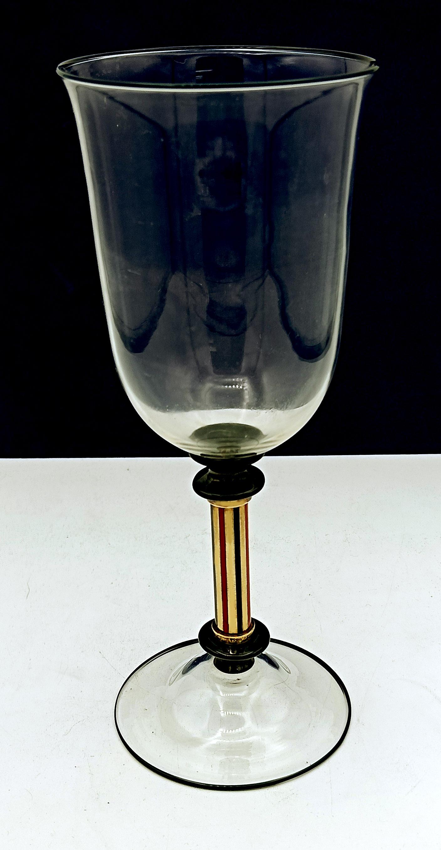 Argent sterling Coupe en verre de Murano soufflé avec du verre noir Salimbeni en vente