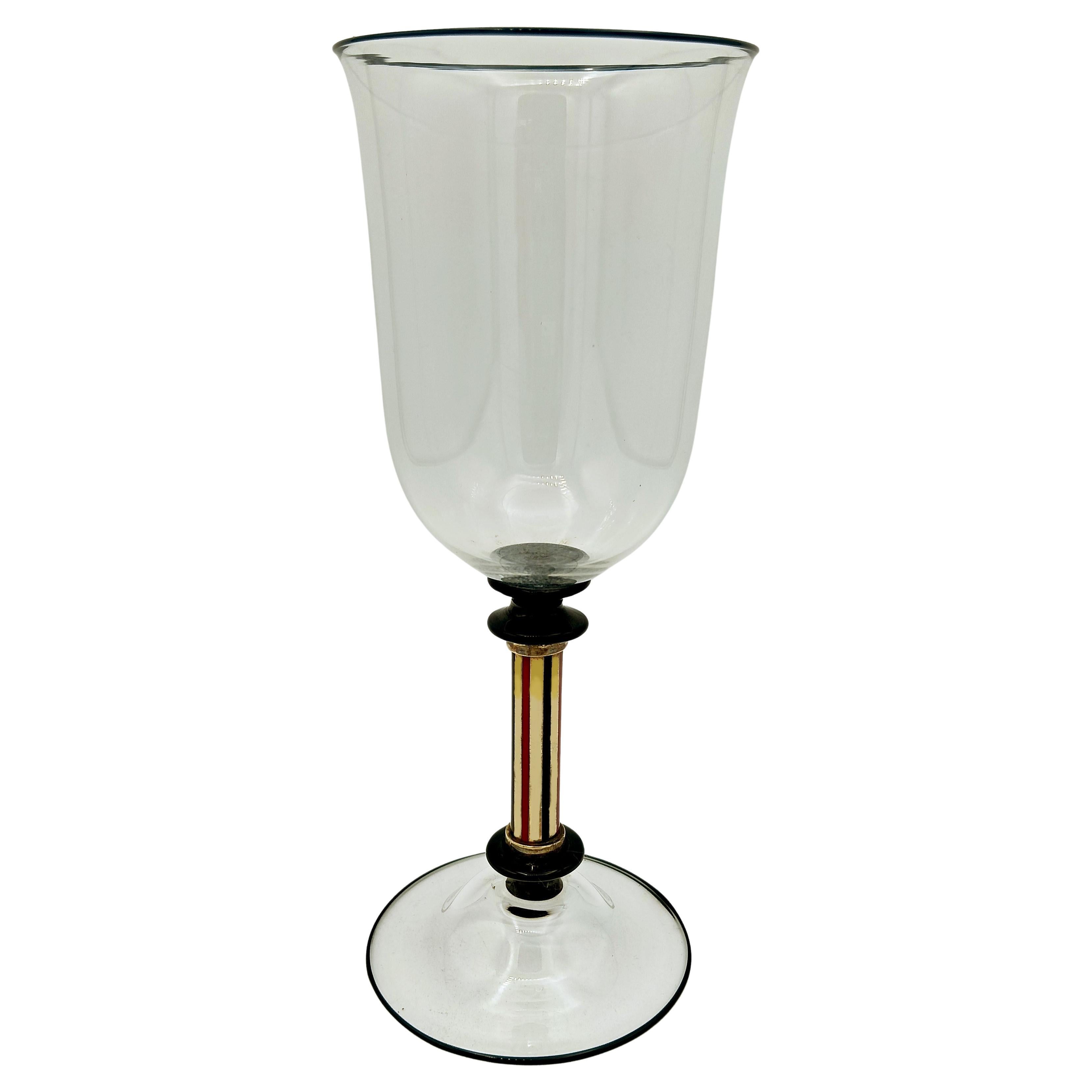 Copa de cristal de Murano soplado con vidrio negro Salimbeni