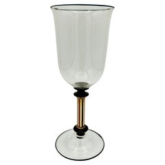 Murano glass goblet blown with black glass Salimbeni