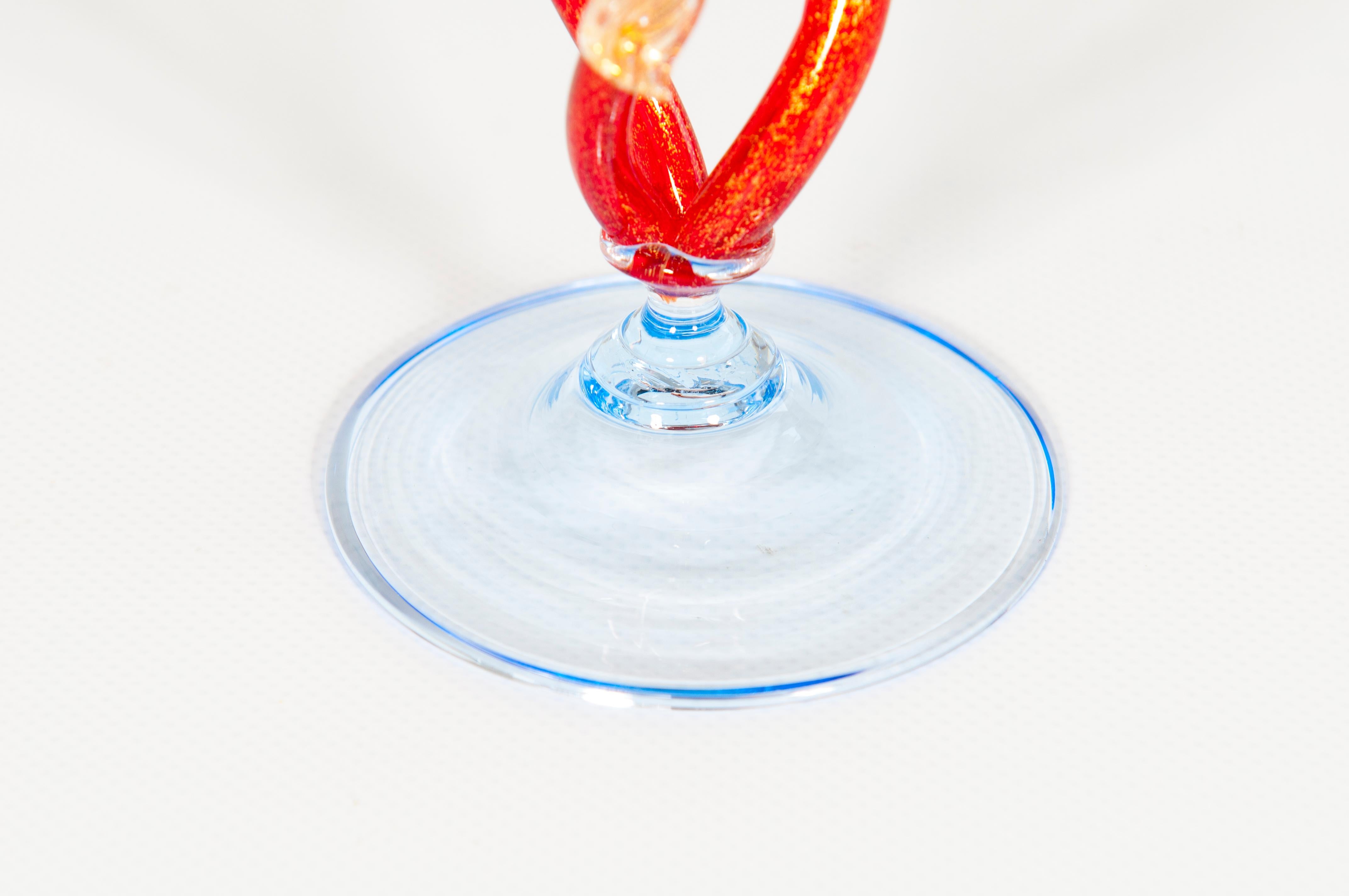 Copa de cristal de Murano de Giovanni Dalla Fina en la década de 1980 Italiano en venta