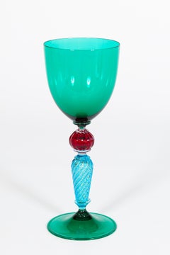 Murano Glass Goblet with Gold Inclusions, circa 1960s