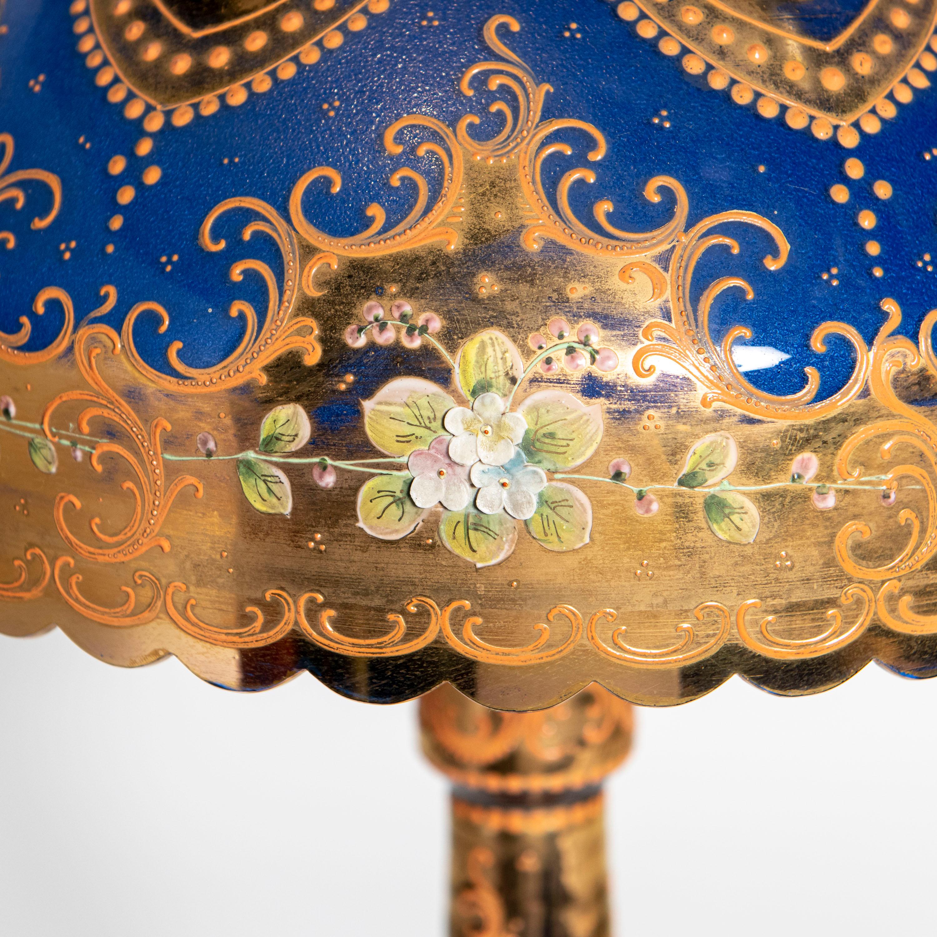 Italian Murano Glass, Gold and Enamel Table Lamp, Italy, Early 20th Century For Sale