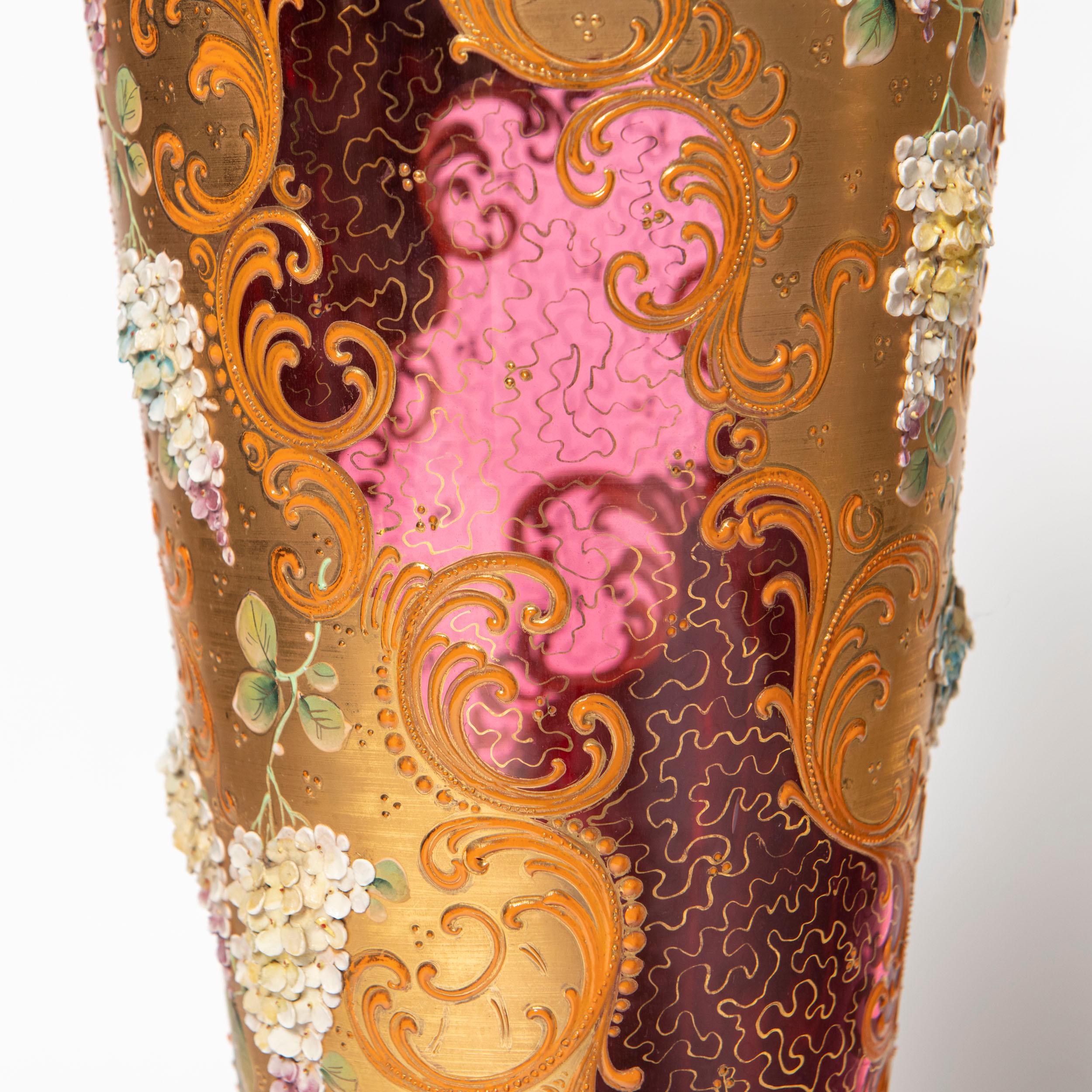20ième siècle Lampe de table en verre de Murano, or et émail, Italie, début du XXe siècle en vente