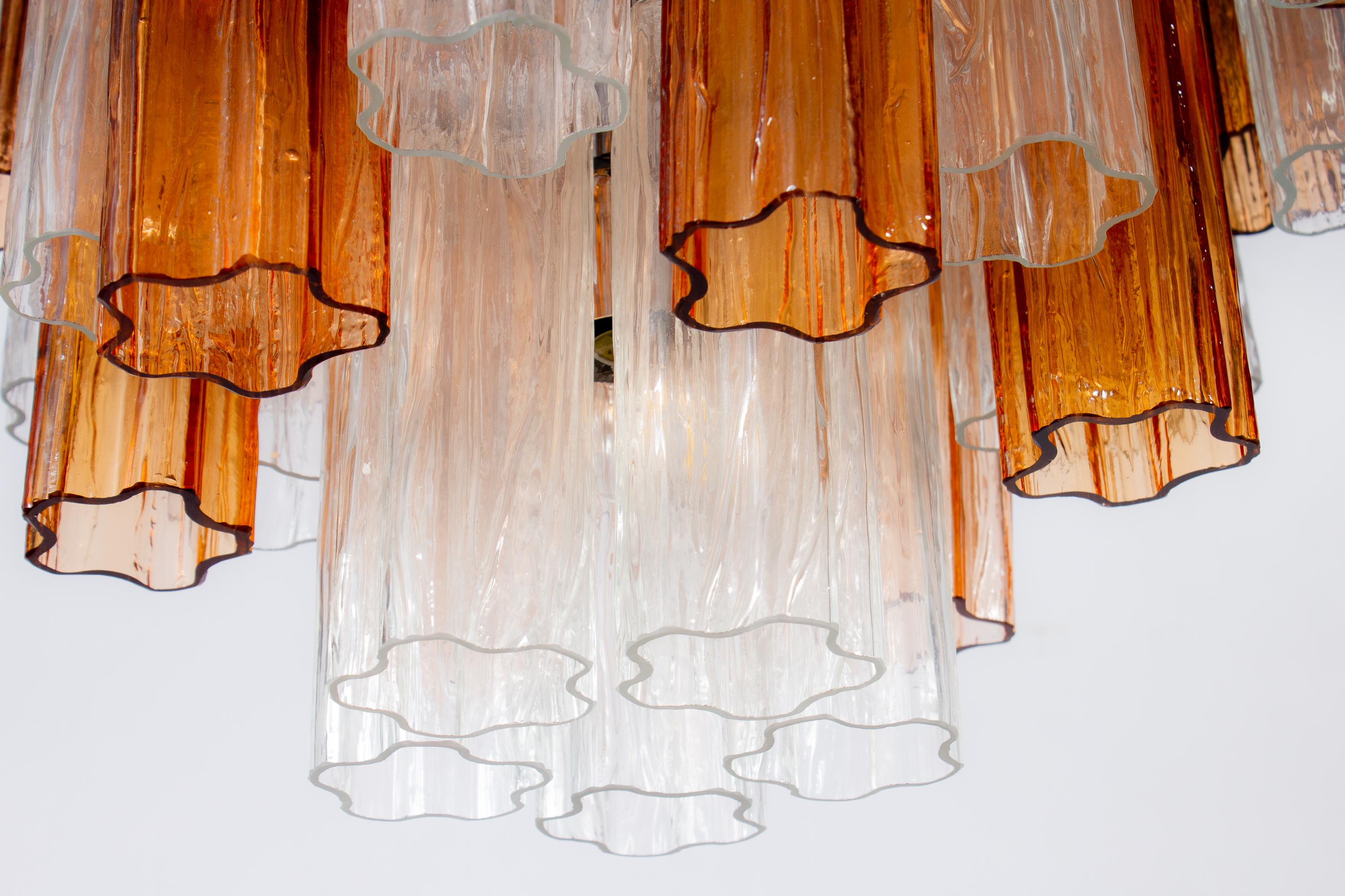 Murano Glass Gold and Ice Tronchi Chandelier, 1970s For Sale 3