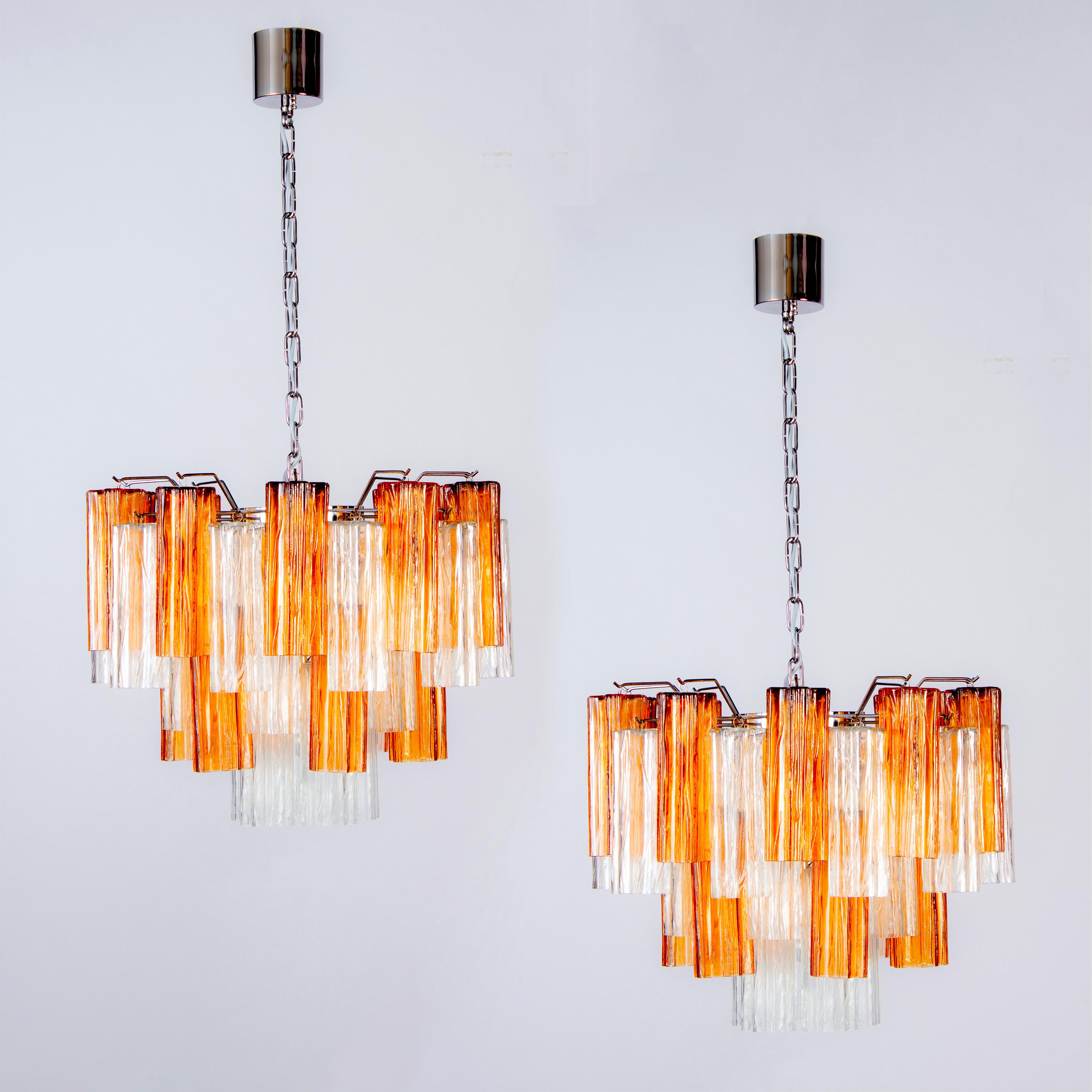Murano Glass Gold and Ice Tronchi Chandelier, 1970s For Sale 4