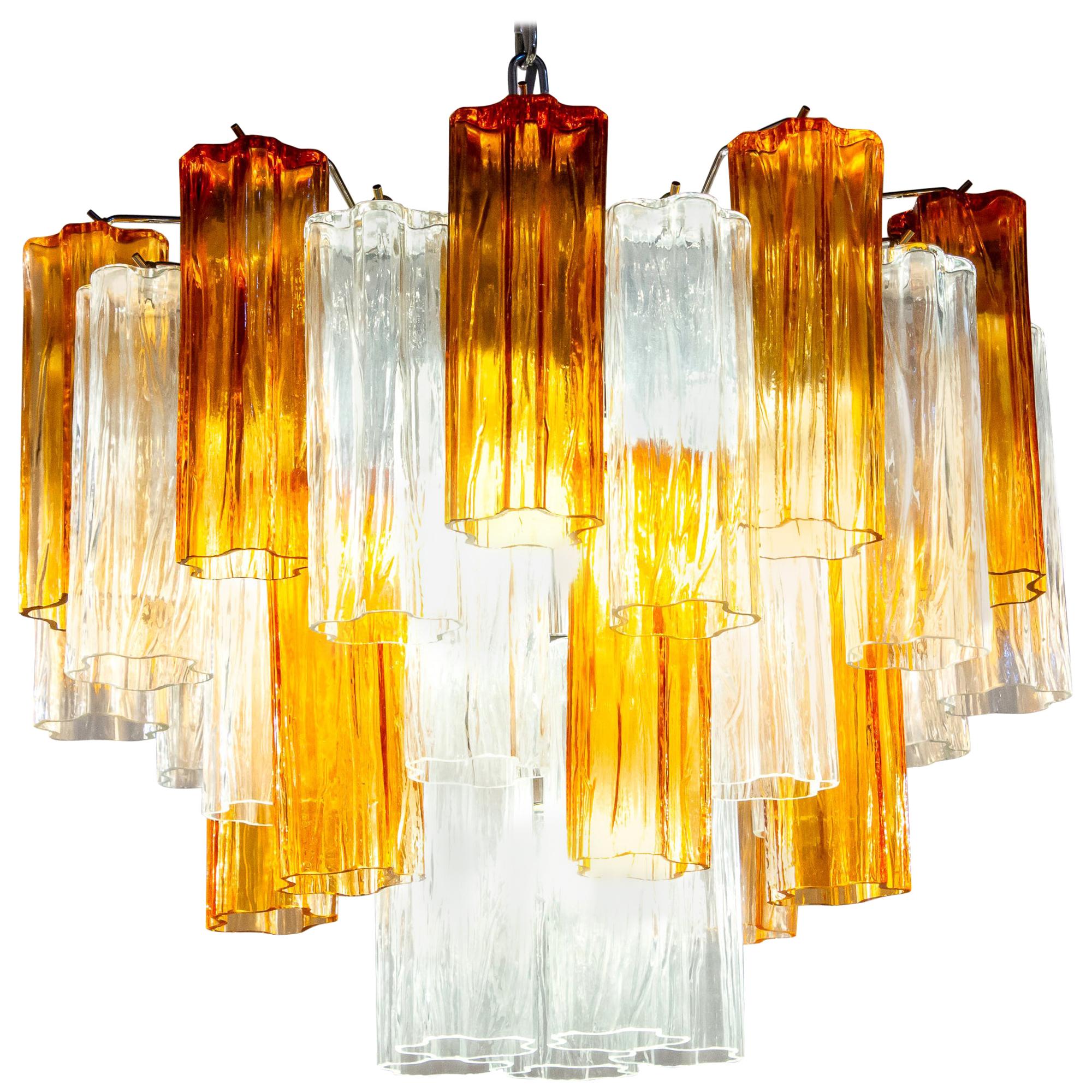 Murano Glass Gold and Ice Tronchi Chandelier