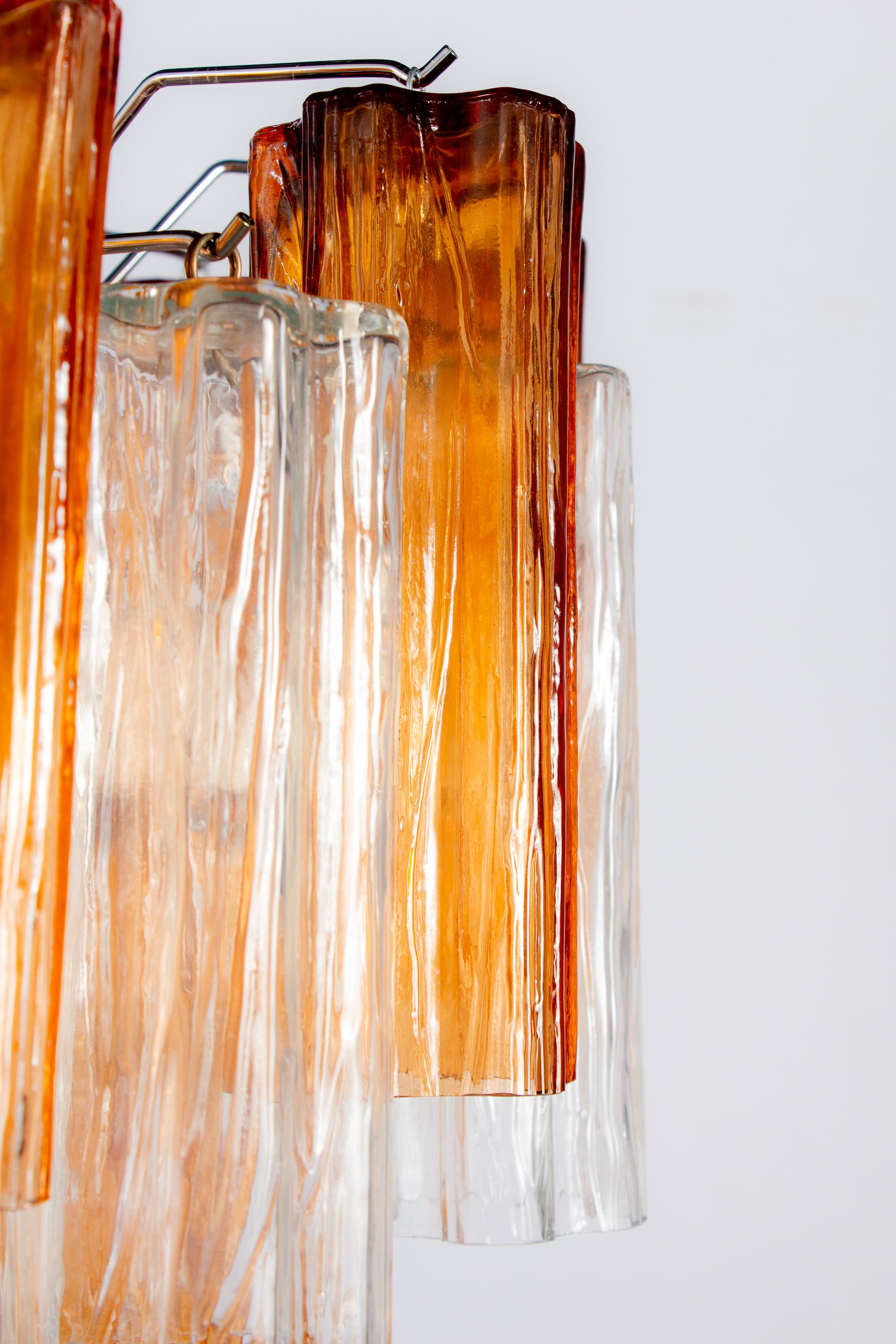 Metallo Lampadario Tronchi in vetro di Murano oro e ghiaccio di Venini, anni '70 in vendita
