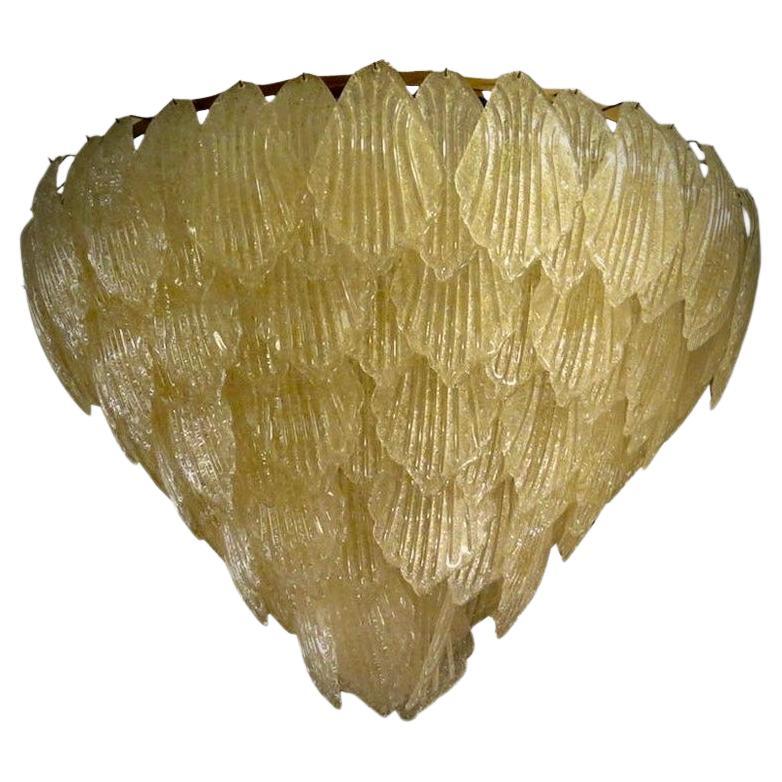 Murano Glass Gold Color Art Deco Italian Chandeliers and Pendant, 2000 For Sale