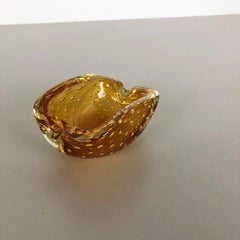 Murano Glass "Gold Dust" Bowl Element Shell Ashtray Murano, Italy, 1970s