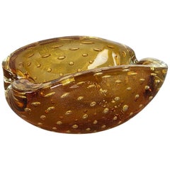 Murano Glass "Gold Dust" Bowl Element Shell Ashtray Murano, Italy, 1970s