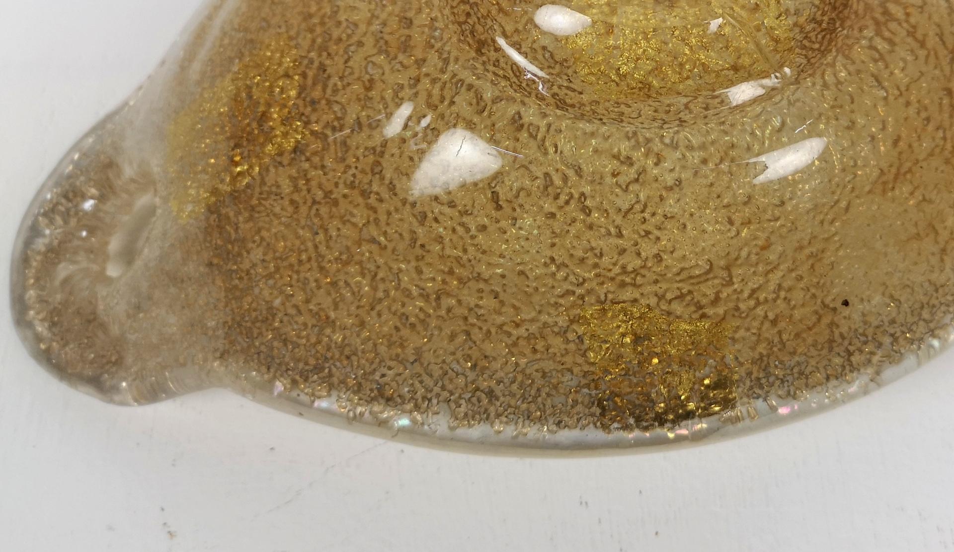 Ciotola in vetro di Murano con fiocco d'oro, anni '70 in vendita 4