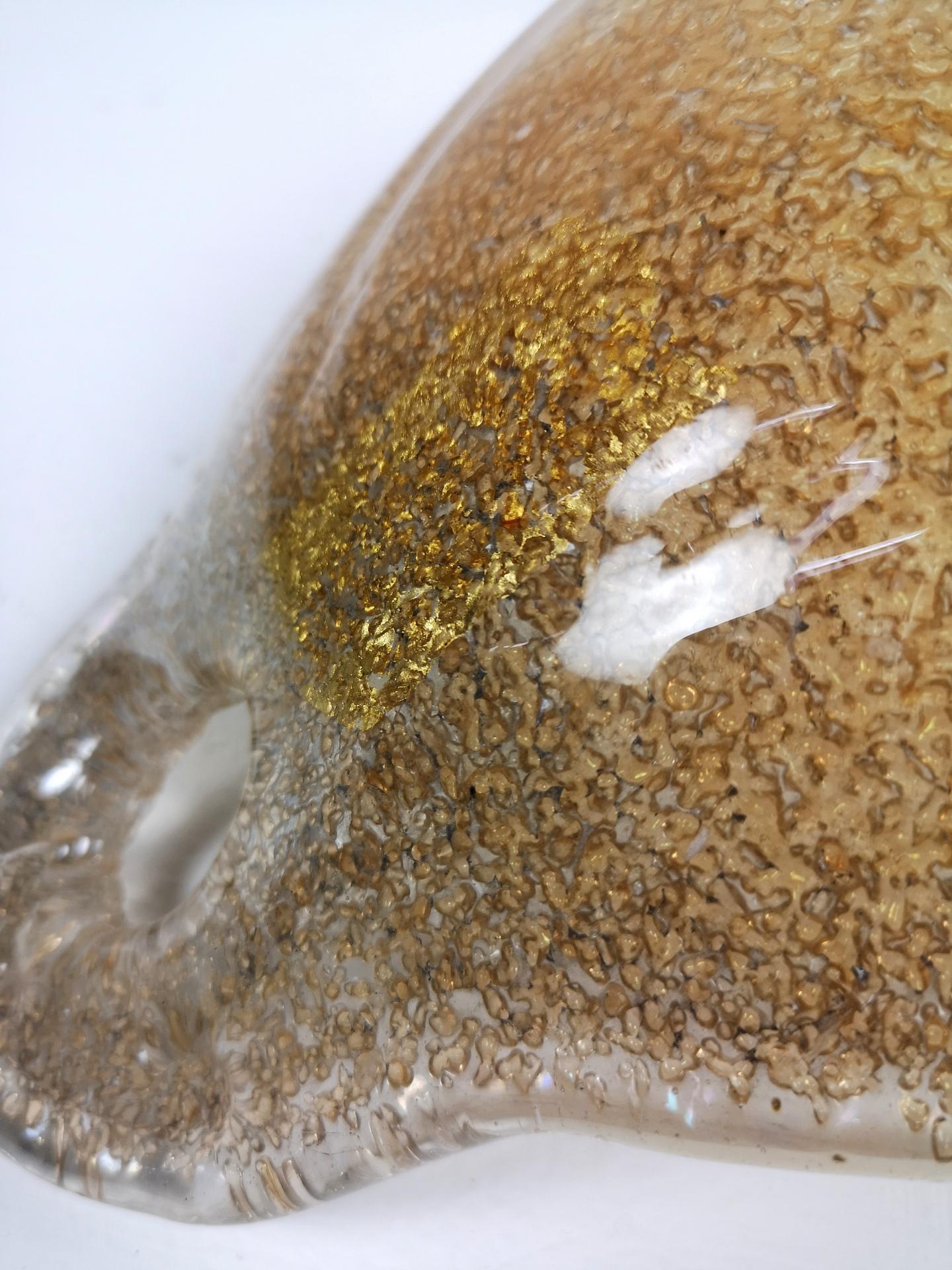Ciotola in vetro di Murano con fiocco d'oro, anni '70 in vendita 5