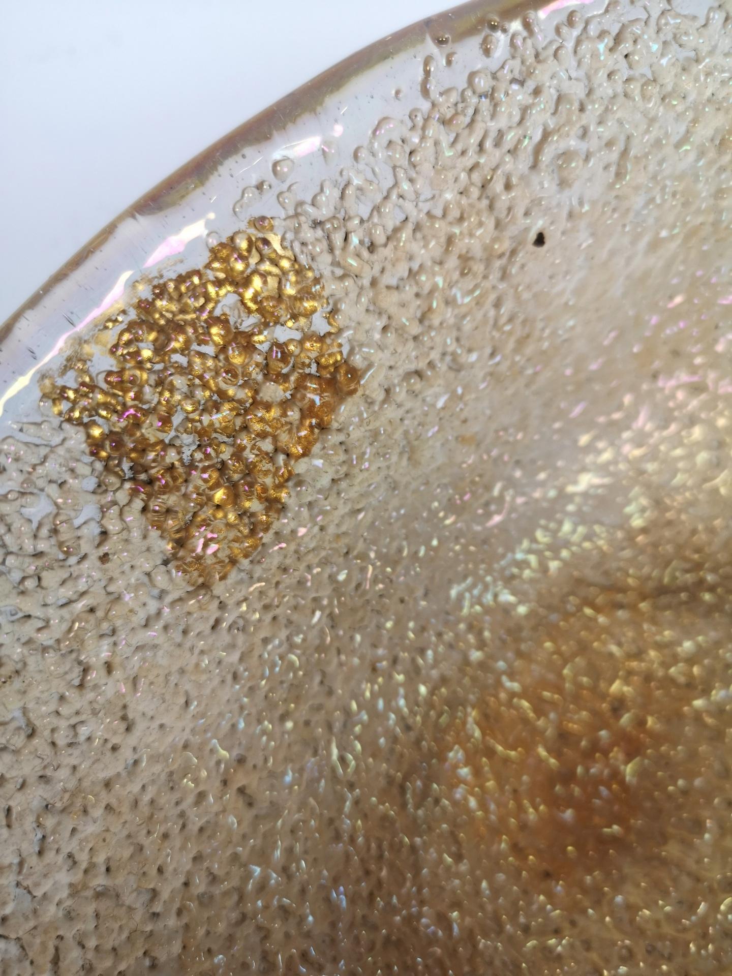 Ciotola in vetro di Murano con fiocco d'oro, anni '70 in vendita 6