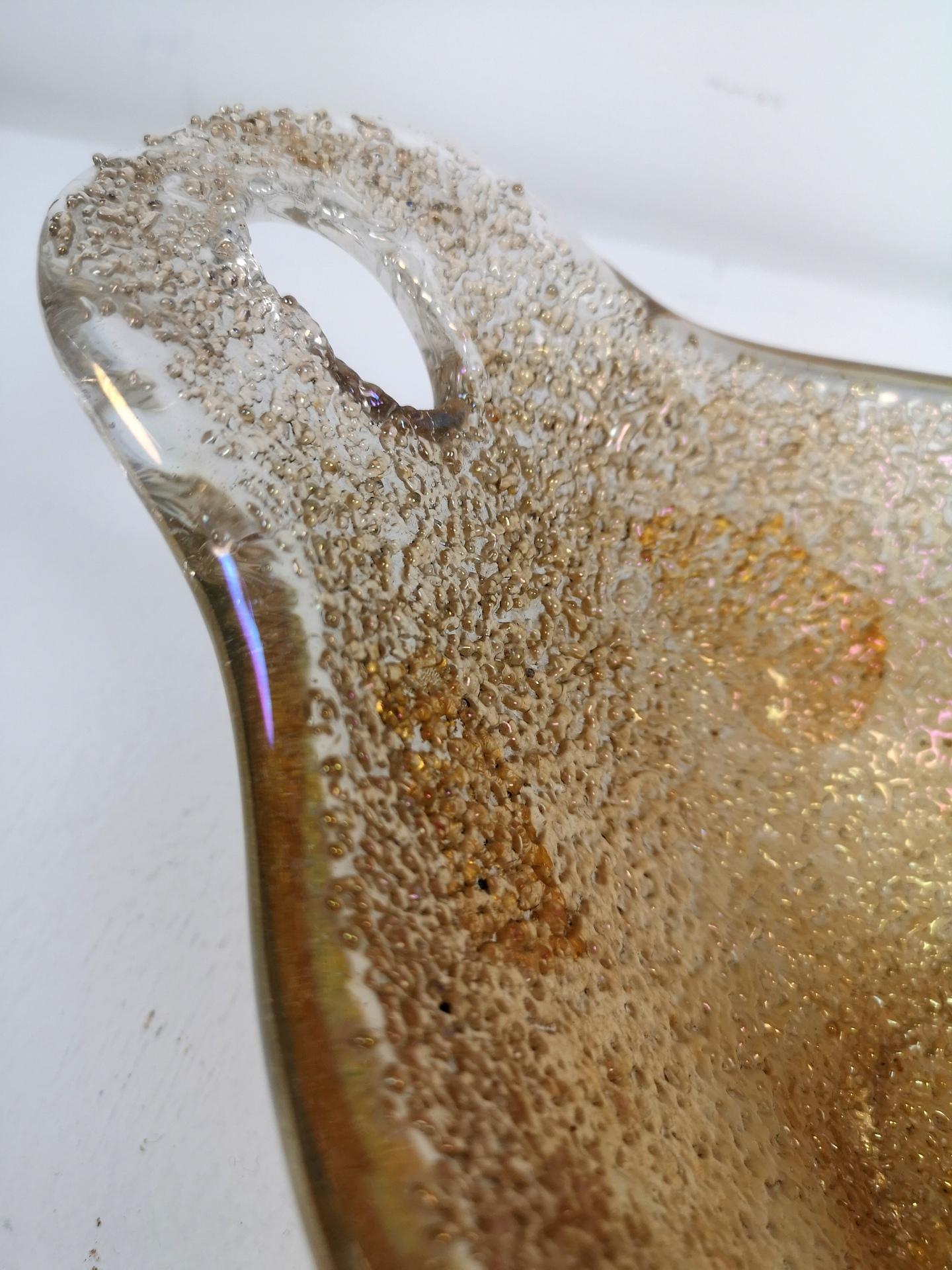 Ciotola in vetro di Murano con fiocco d'oro, anni '70 in vendita 7