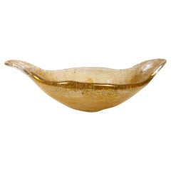 Ciotola in vetro di Murano con fiocco d'oro, anni '70