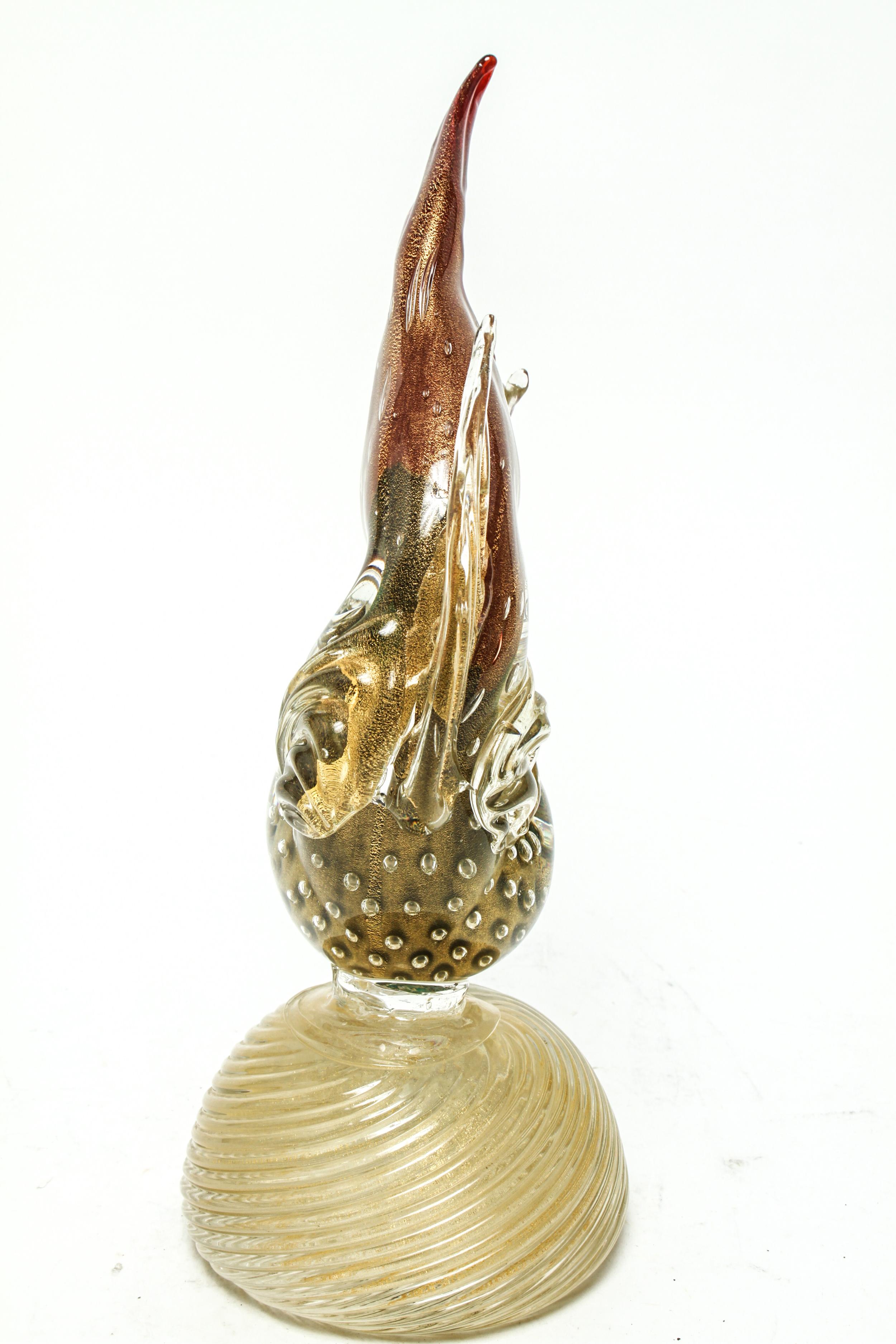 Italian Murano Glass Gold Fleck Fish