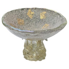 Coupe de centre de table sur pied en verre Murano à mouchetures d'or