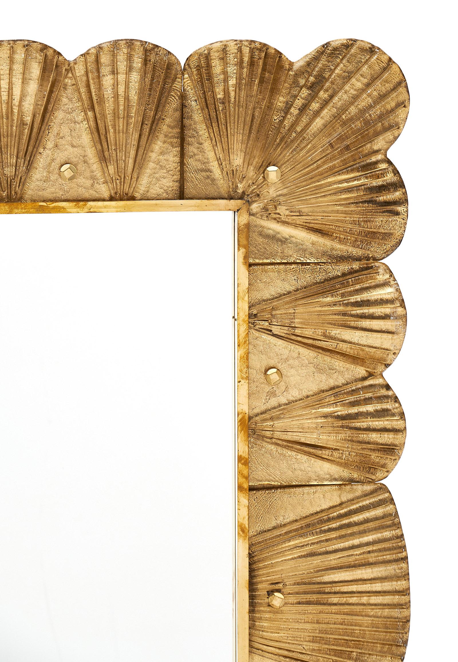 Contemporary Murano Glass Gold Leaf Mirror For Sale