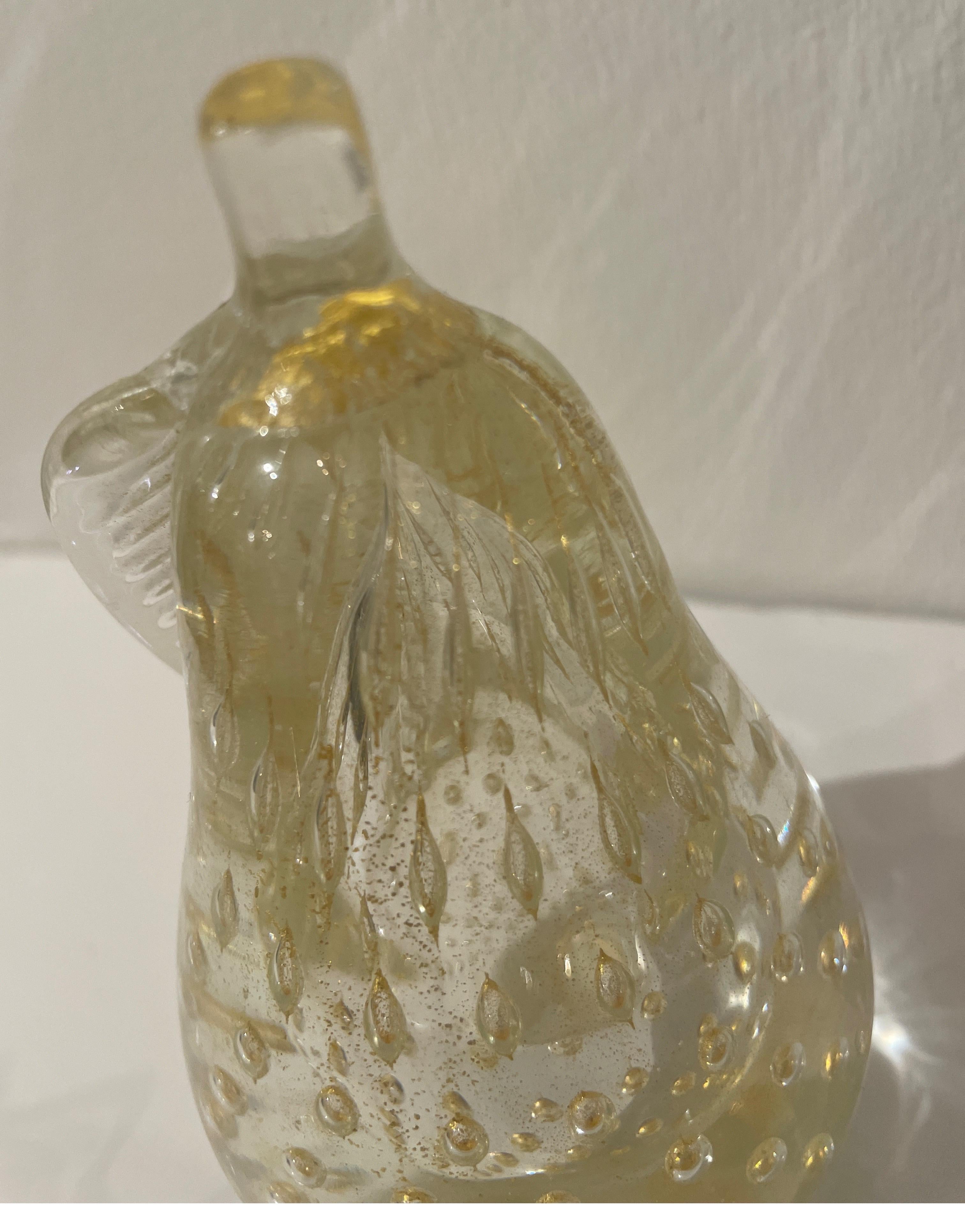 Escultura de pera dorada de cristal de Murano en venta 1