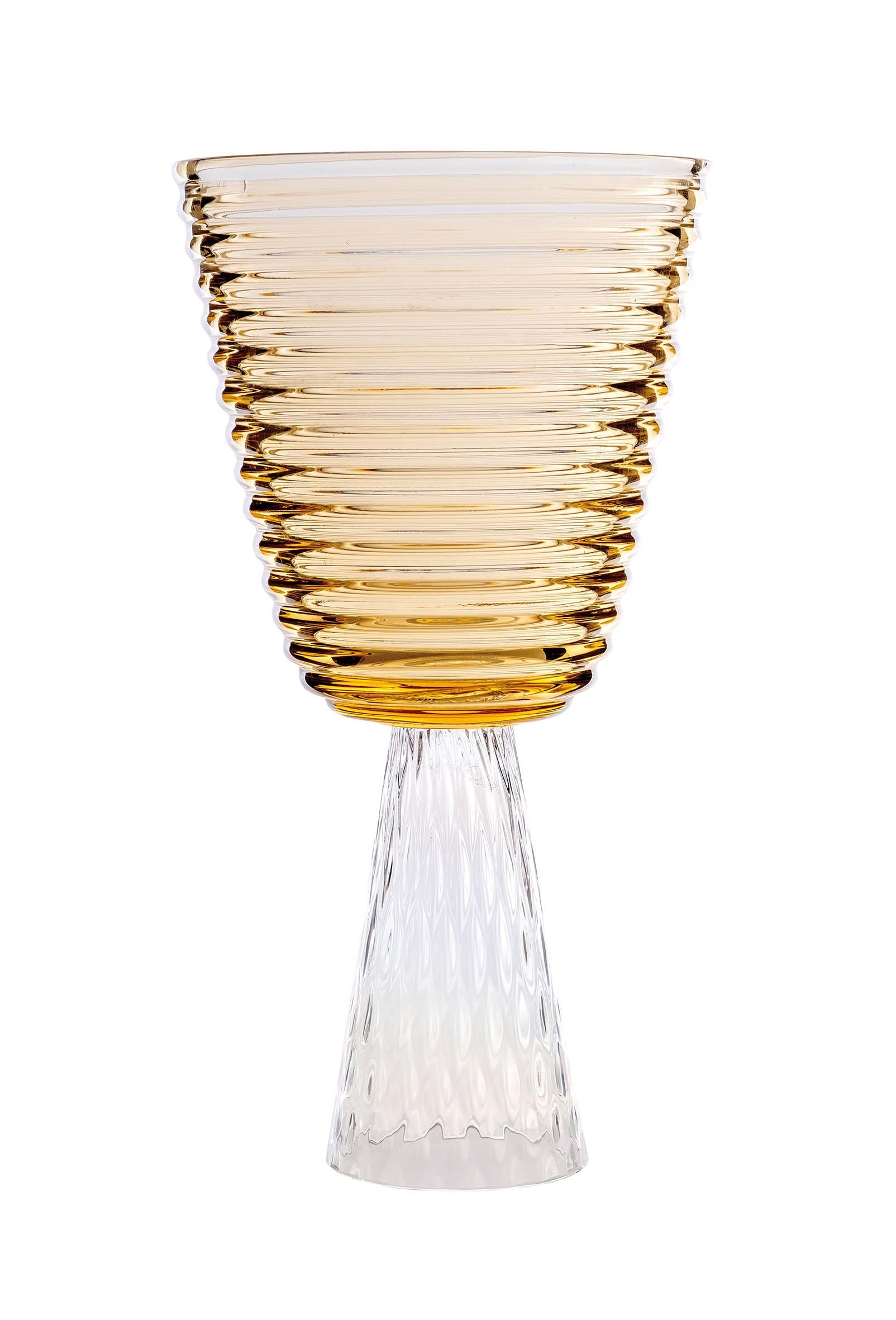 Jarrón dorado de cristal de Murano Hecho en Murano por Stories Of Italy para Les-Ottomans Italiano en venta