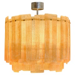 Murano Glass Graniglia Chandelier, Brass Frame, Art Deco Style, Italy