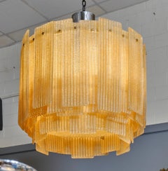 Murano Glass Graniglia Chandelier, Brass Frame, Art Deco Style, Italy