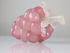 Murano-Glas Trauben-Skulptur, rosa und weiß, Mitte 20.