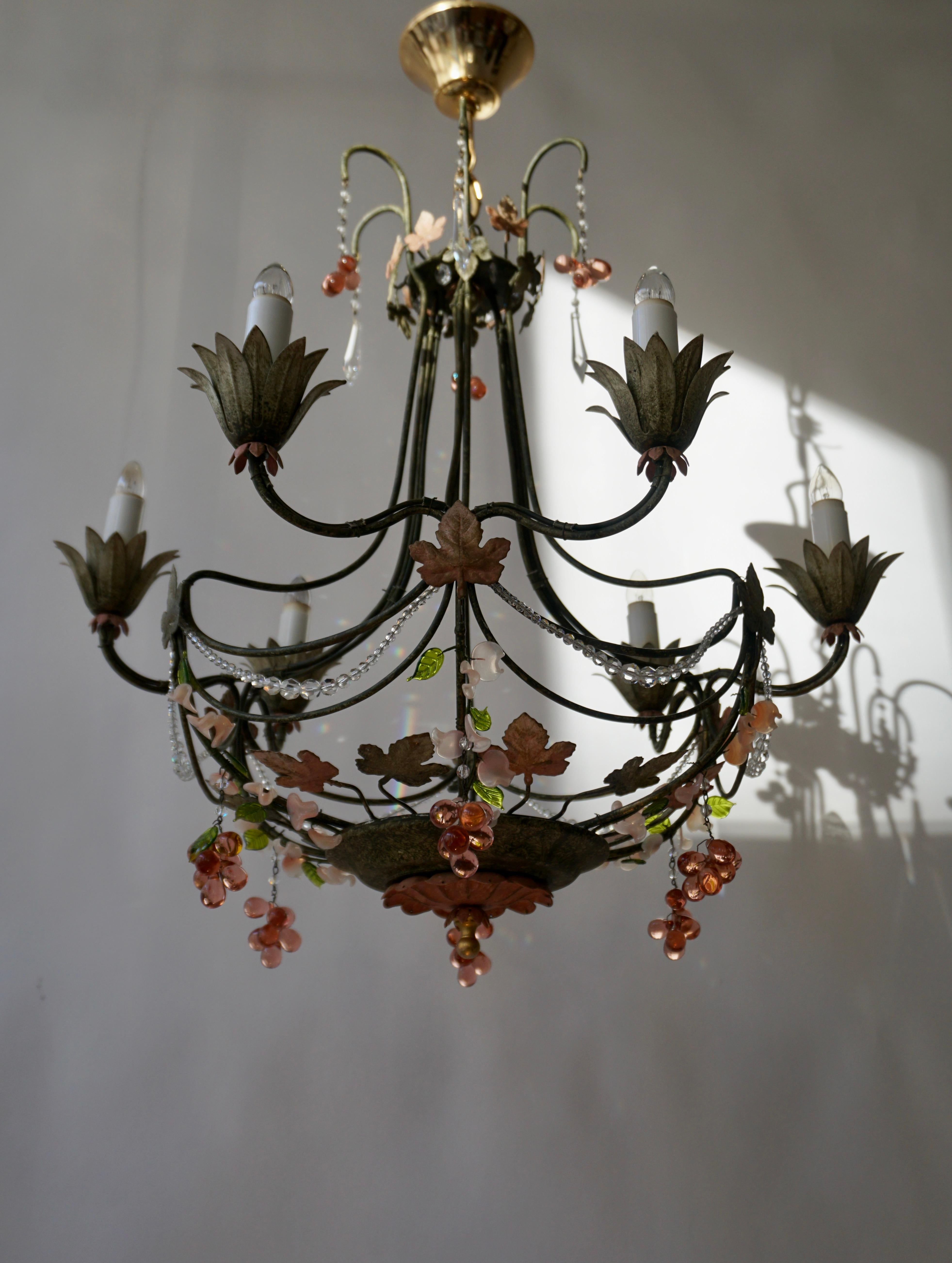 Mid-Century Modern Murano Glass Grapes Chandelier For Sale