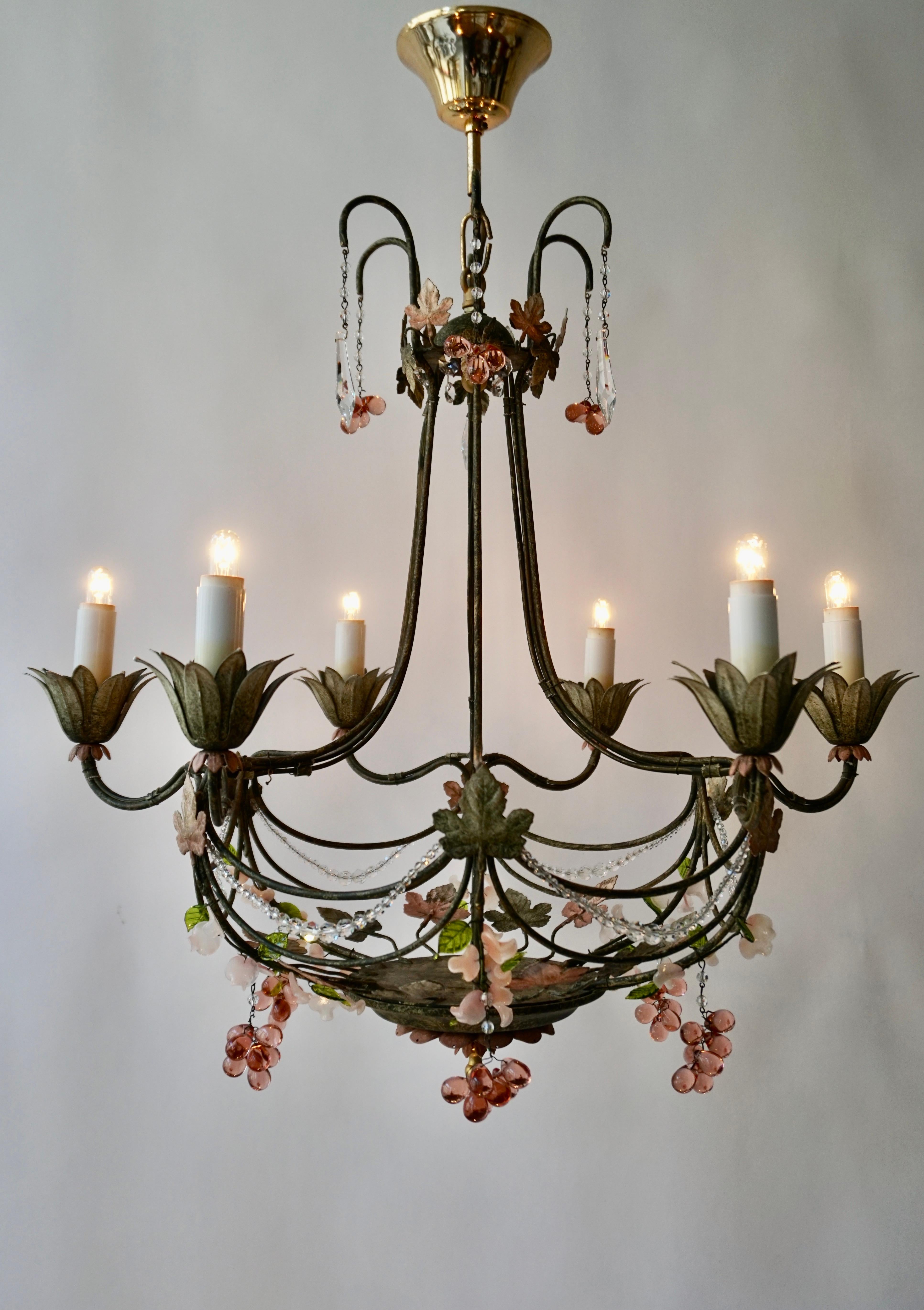 Dipinto Lampadario con uva in vetro di Murano in vendita