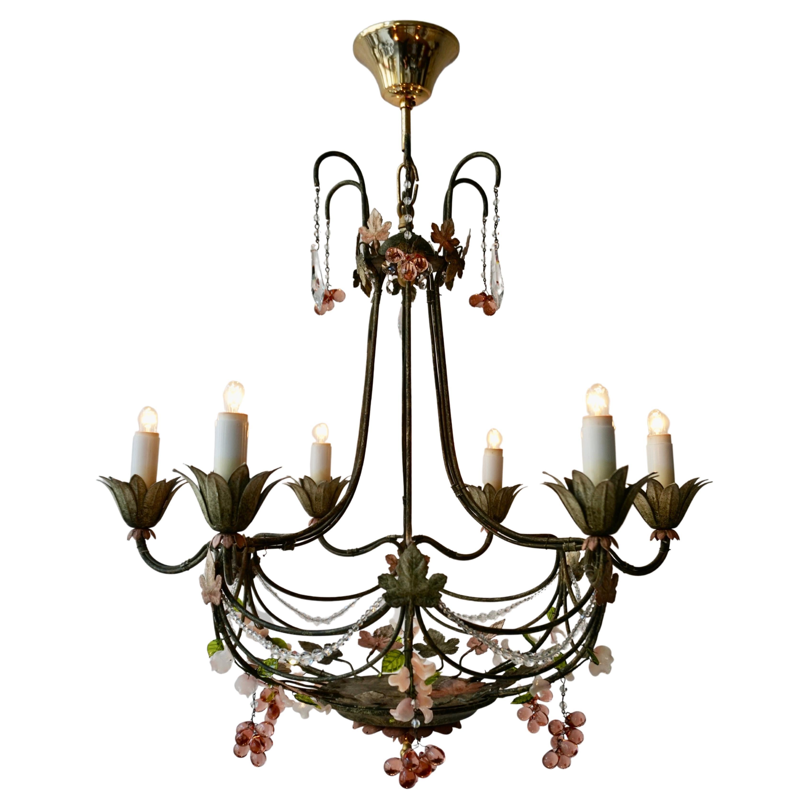 Murano Glass Grapes Chandelier For Sale