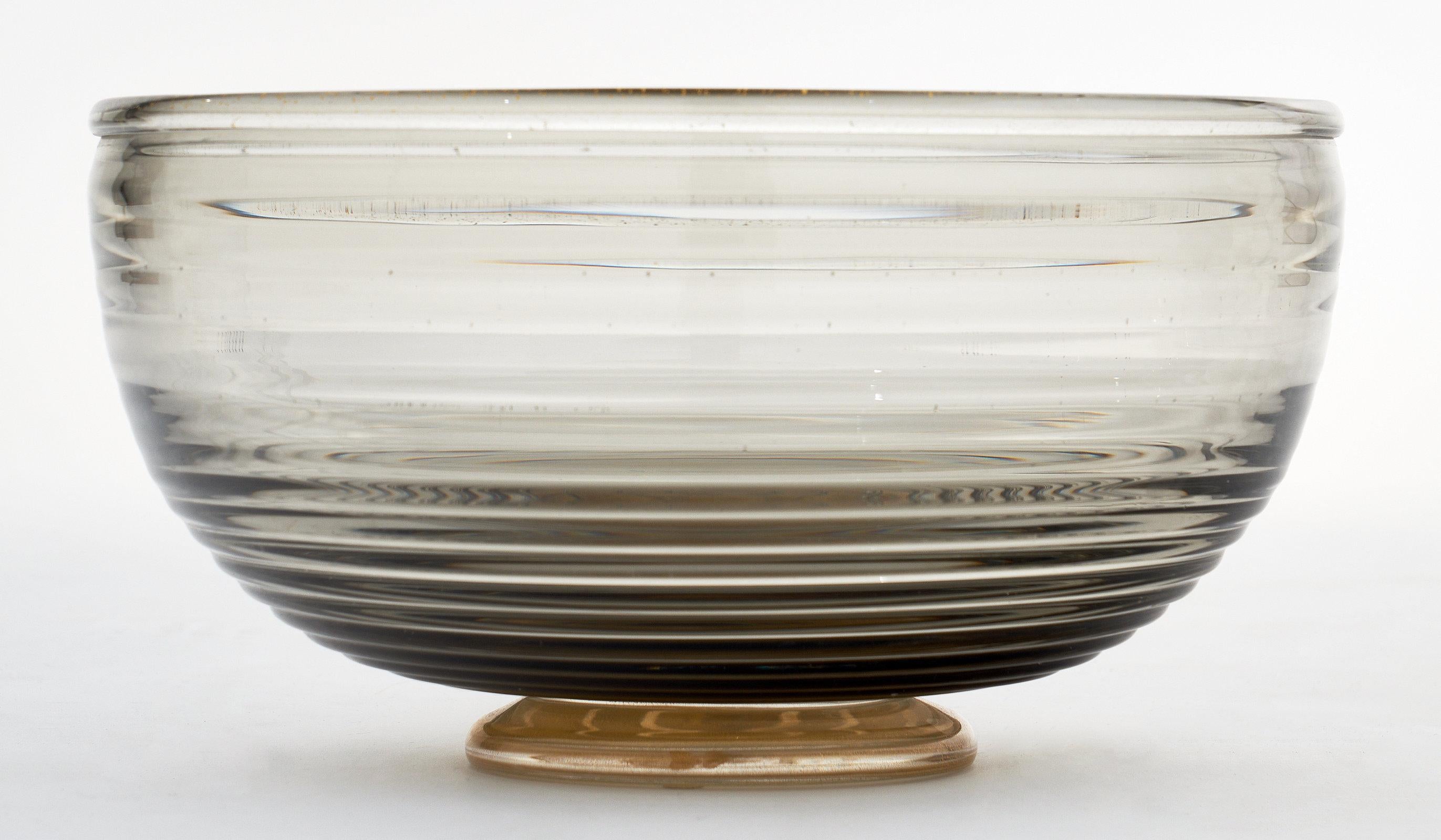 Italian Murano Glass Gray and Avventurina Bowl