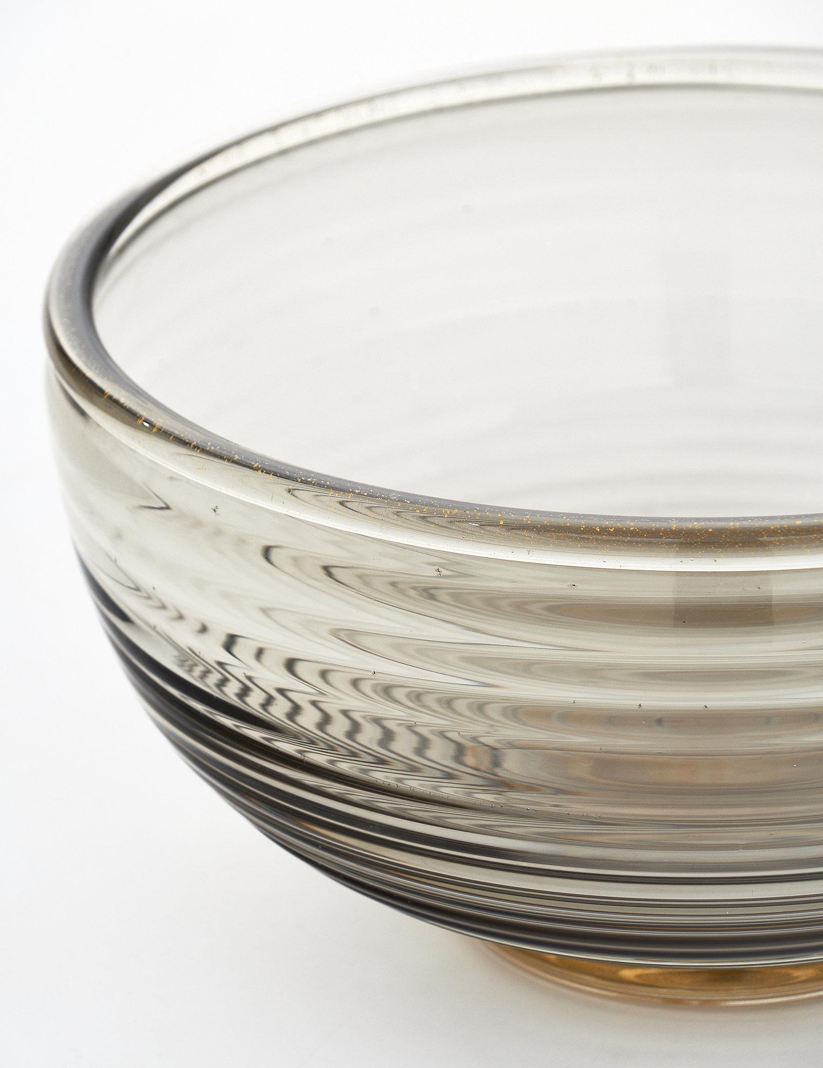 Contemporary Murano Glass Gray and Avventurina Bowl