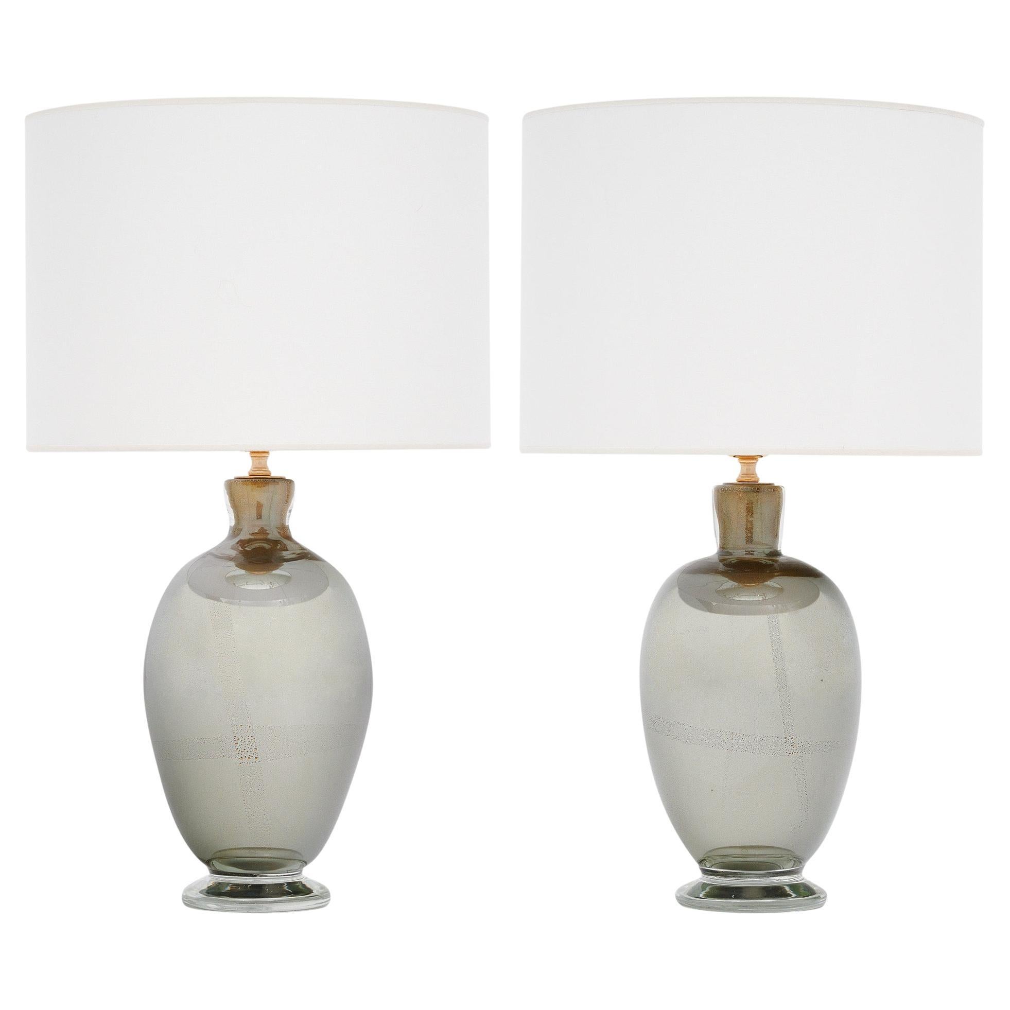 Murano Glass Gray and Avventurina Lamps For Sale