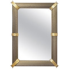 Murano Glass Gray and Gold Rigadin Mirror Murano Glass Gray and Gold Rigadin Mirror