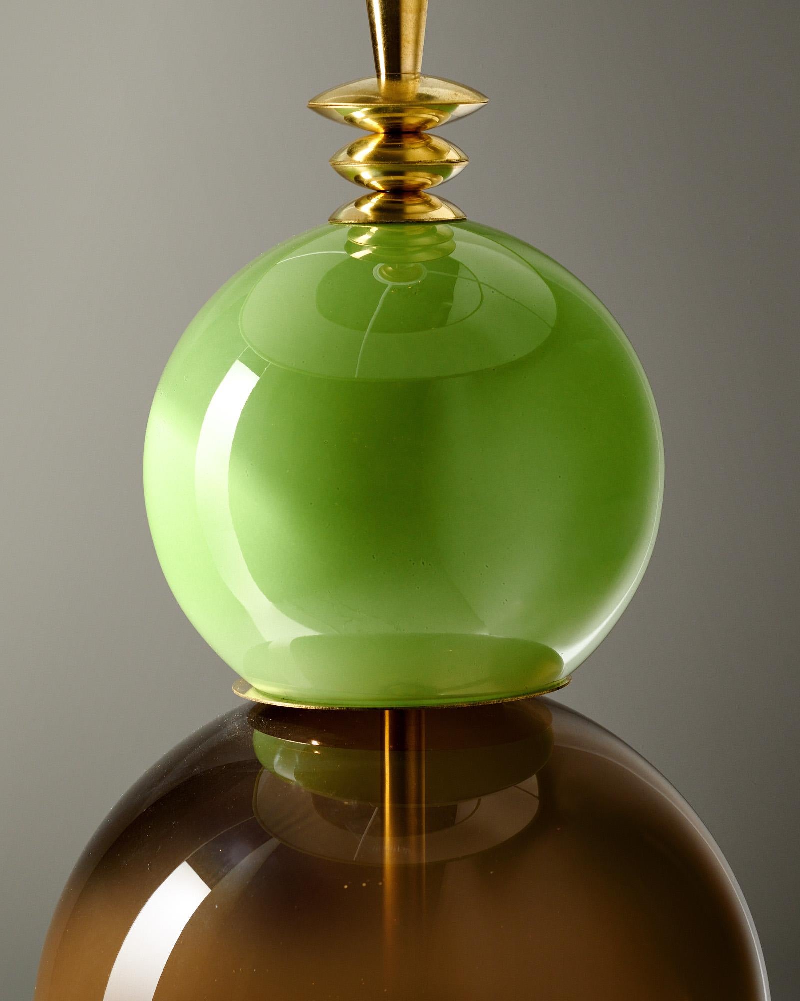 Lámparas de cristal de Murano gris y verde en venta 2