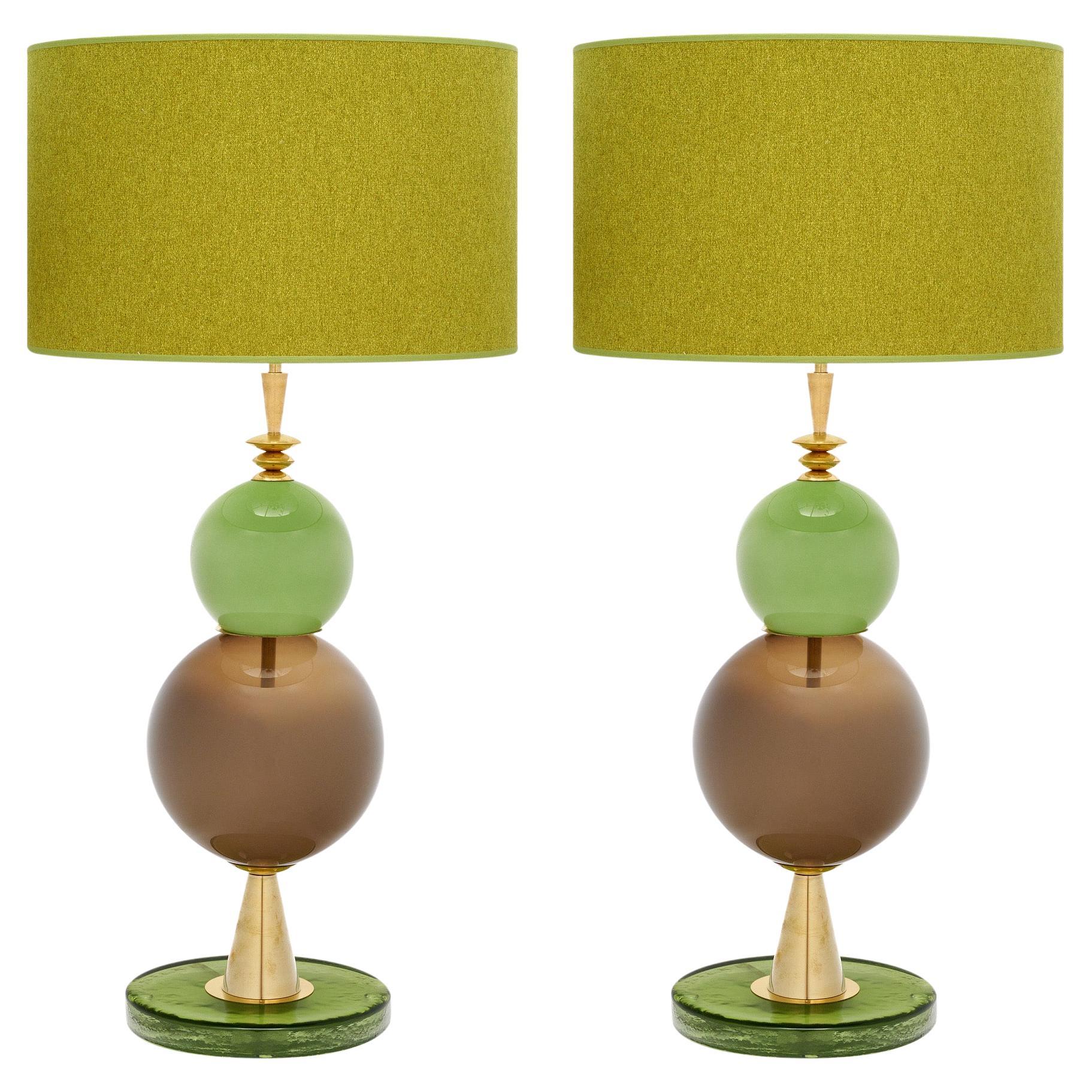 Lámparas de cristal de Murano gris y verde en venta