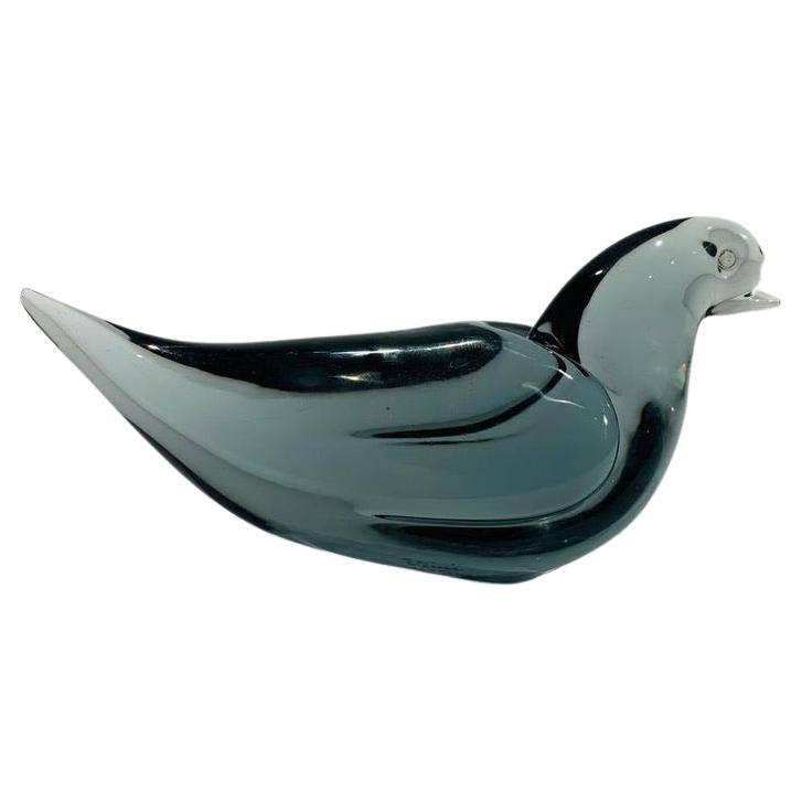 Venini Murano glass gray pigeon circa 1950 signed For Sale