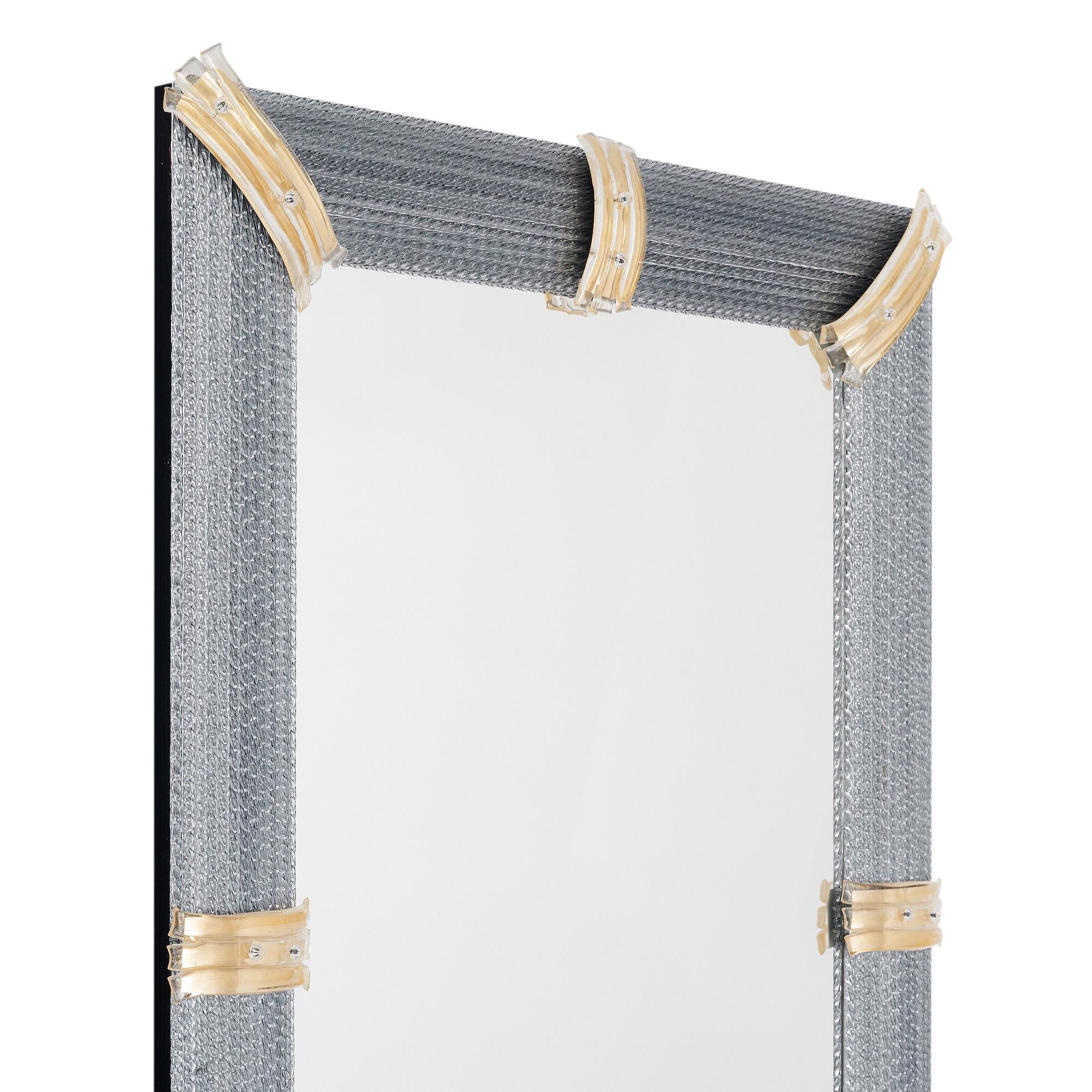 Moderne Miroir gris Rigadin en verre de Murano en vente