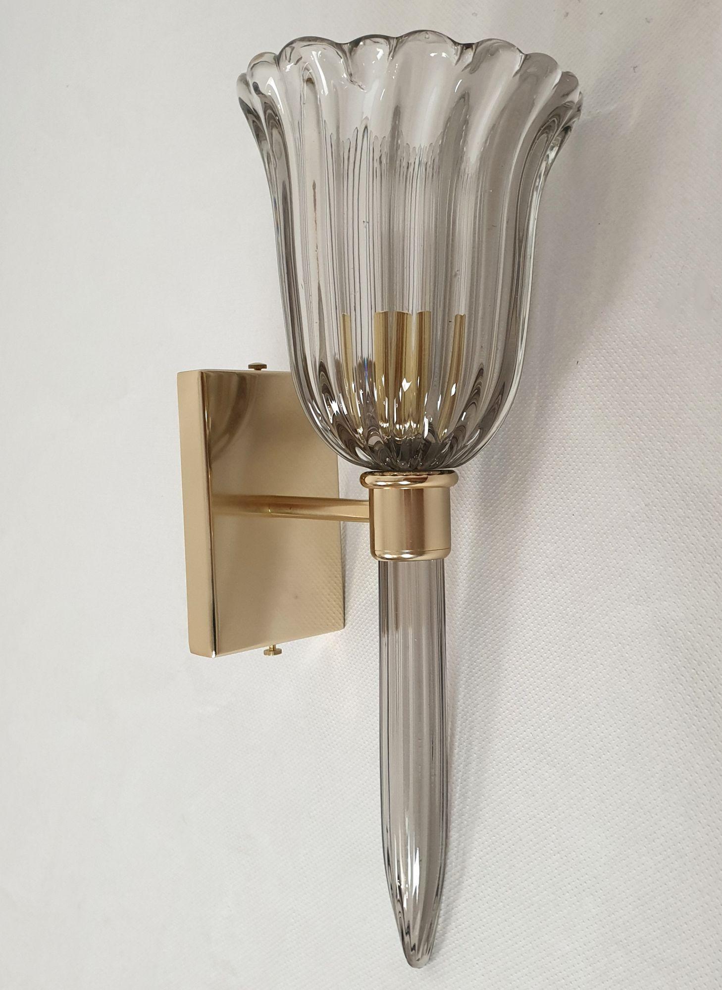 Murano Glass Sconces, Italy - a Pair In Excellent Condition For Sale In Dallas, TX
