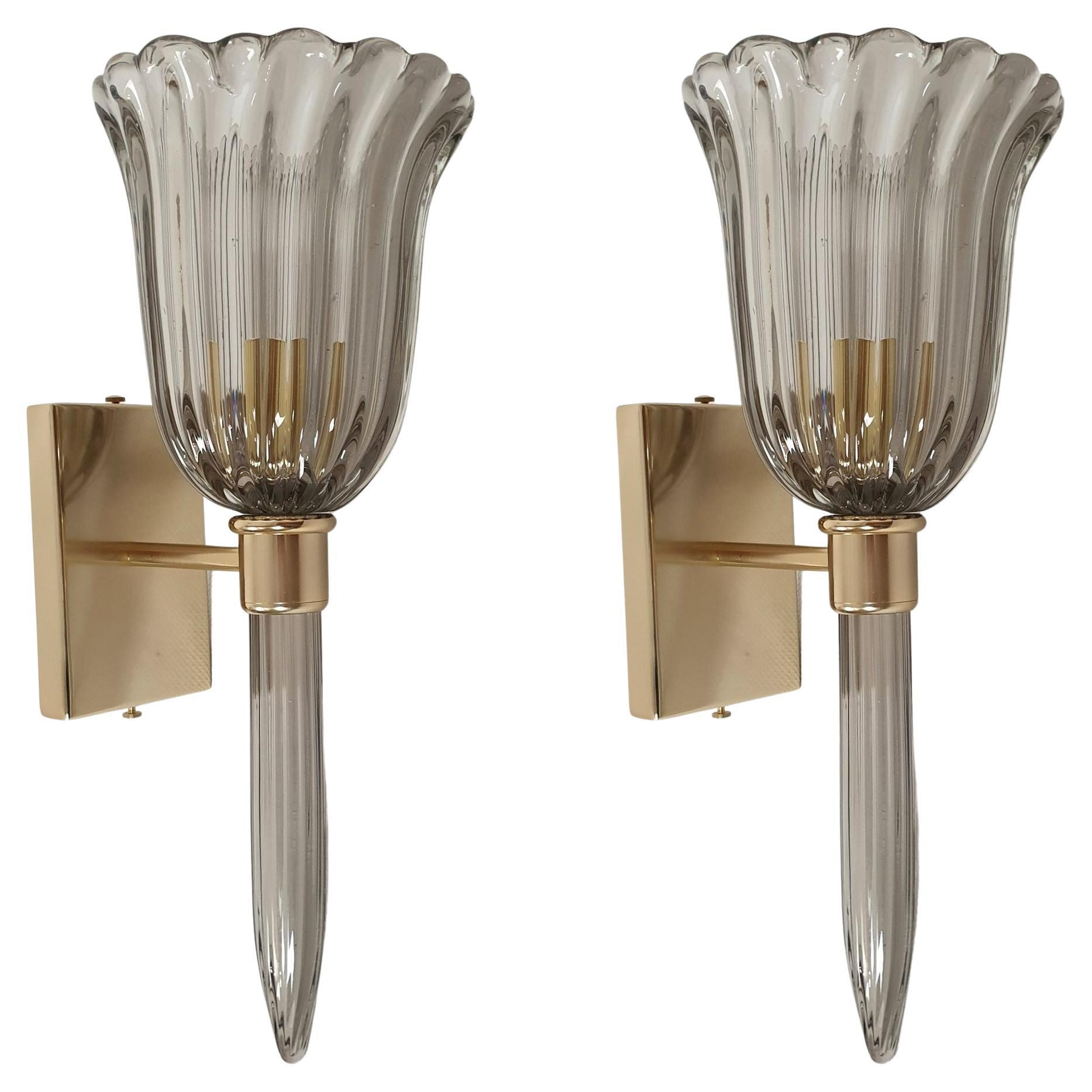 Murano Glass Sconces, Italy - a Pair For Sale