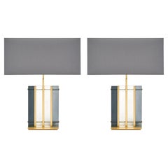 Murano Glass Gray “Tormalina” Slab Lamps