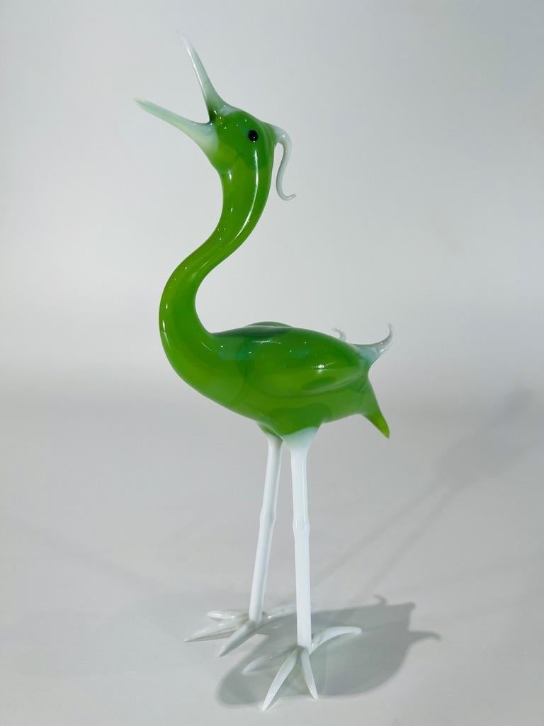 Mid-Century Modern Murano glass green 1950 bird. For Sale