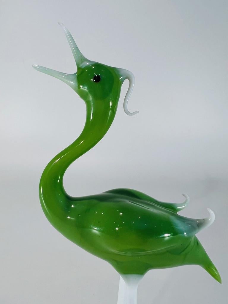 Italian Murano glass green 1950 bird. For Sale