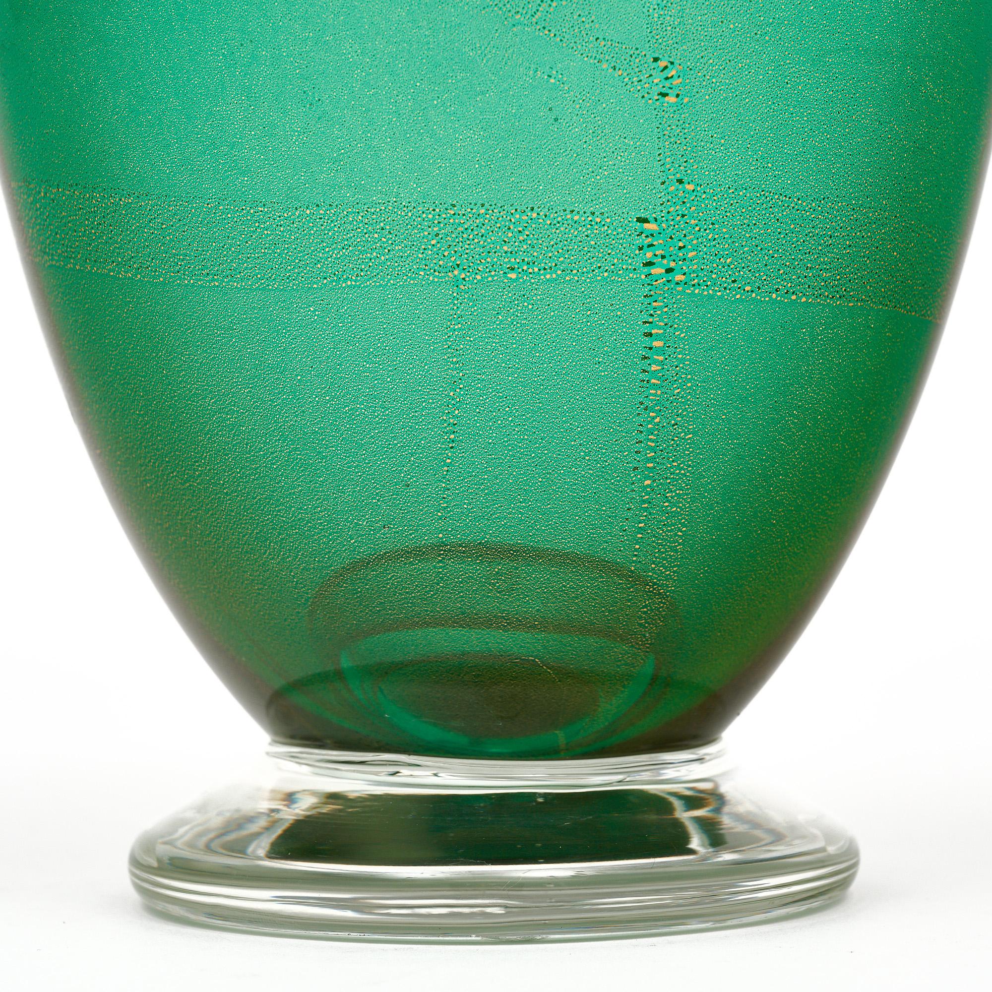 Contemporary Murano Glass Green and Avventurina Lamps For Sale