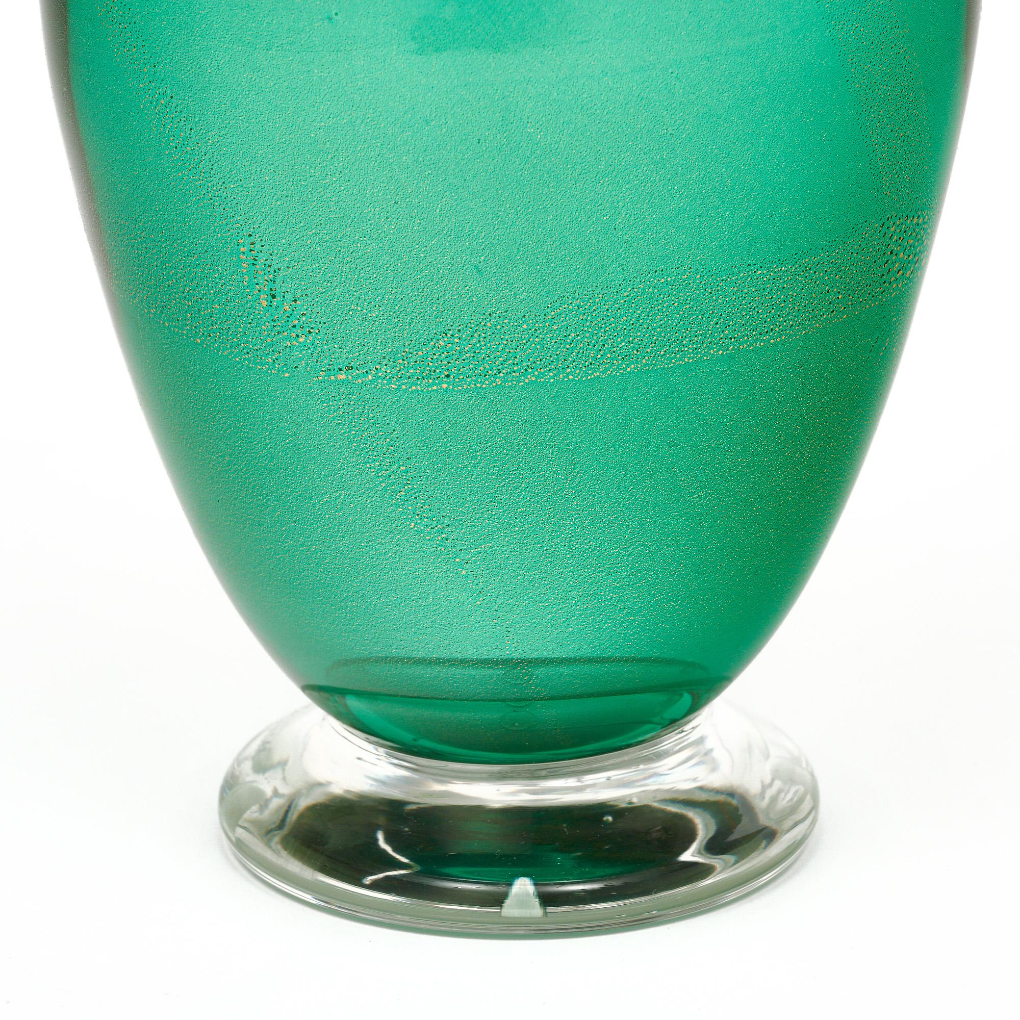 Murano Glass Green and Avventurina Lamps For Sale 2