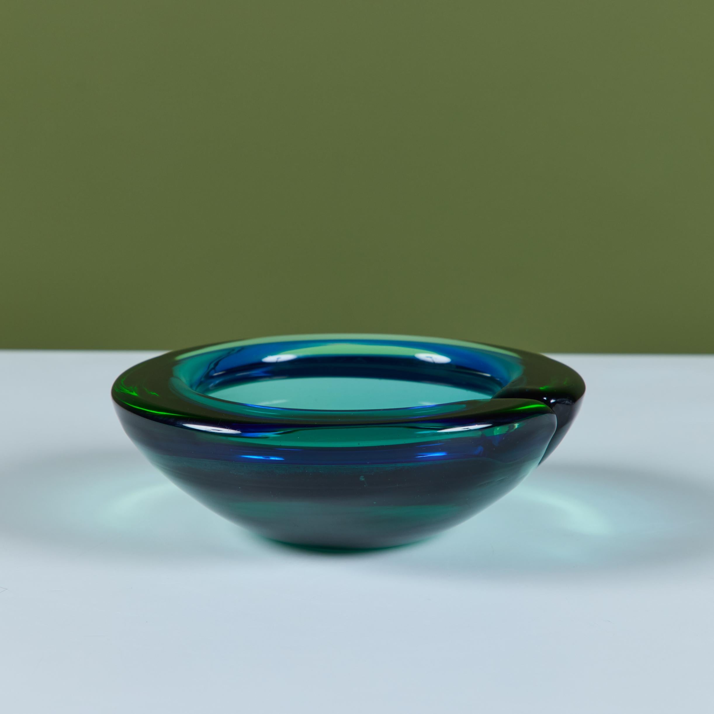 Murano Glass Green and Blue Bowl Ashtray For Sale 5