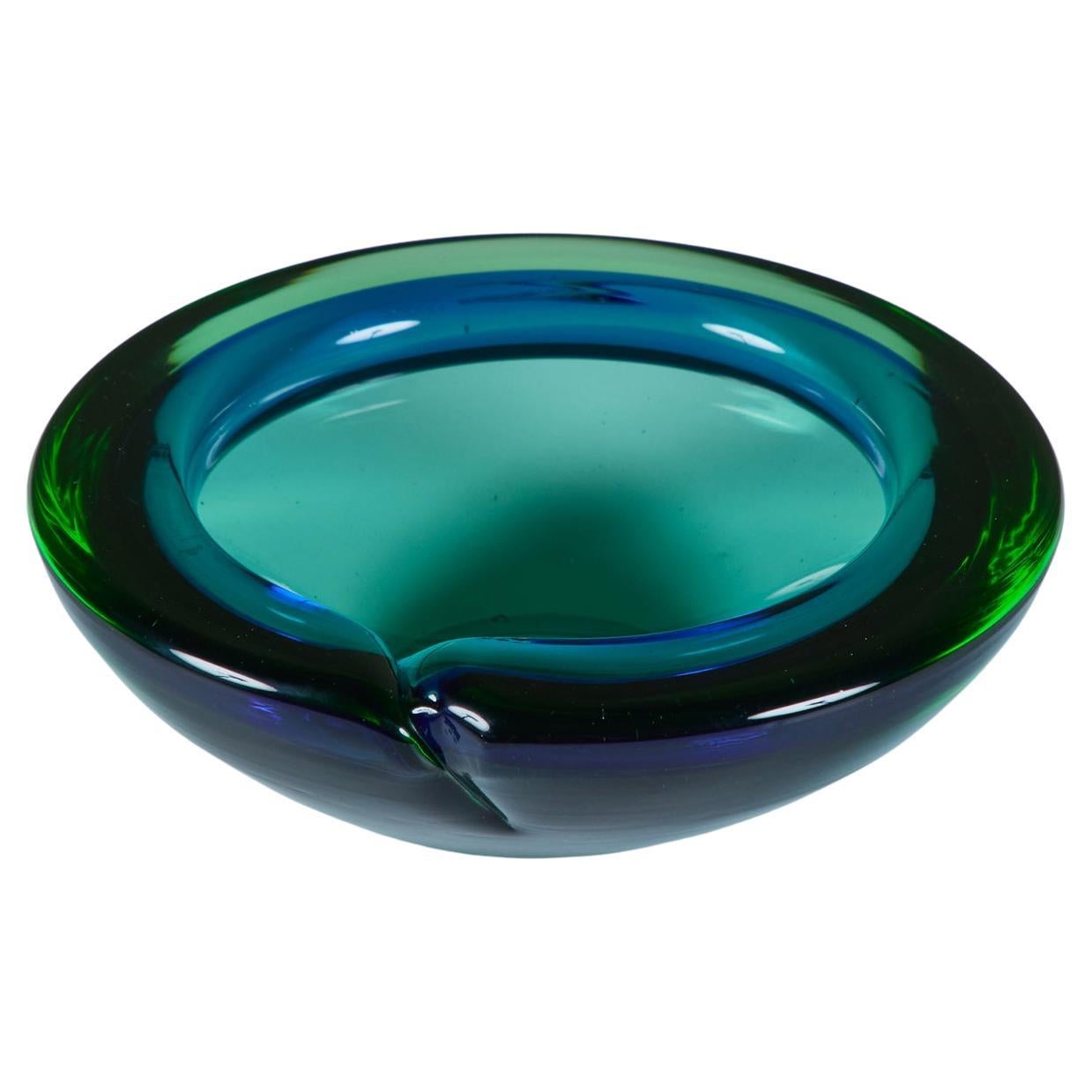 Cendrier vert et bleu de Murano